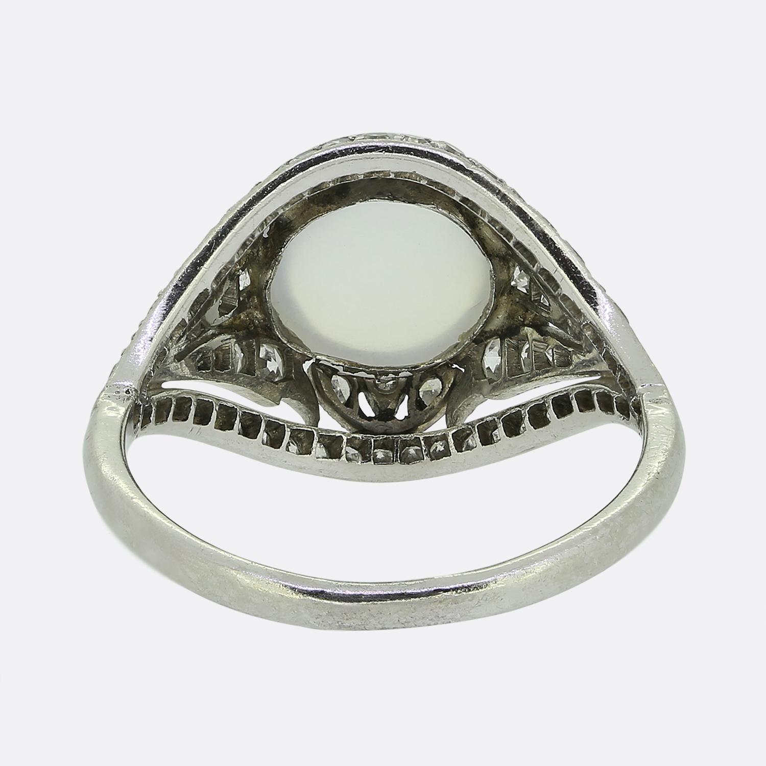 Art Deco Moonstone Diamond Ring In Good Condition For Sale In London, GB