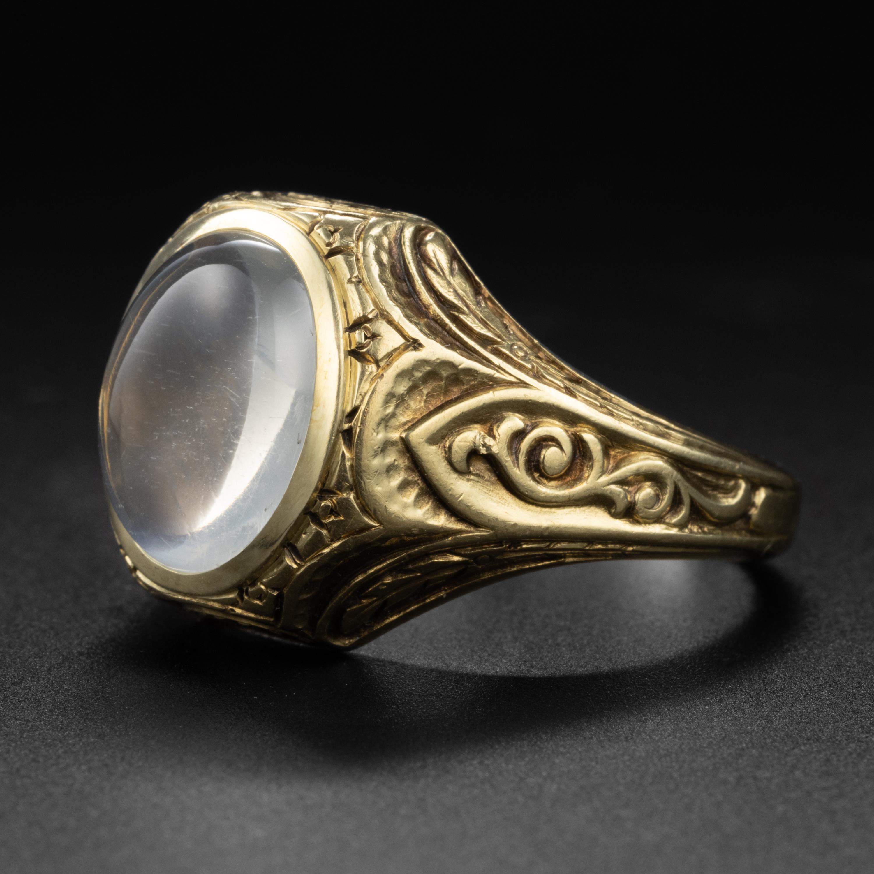 Cabochon Art Deco Moonstone Men's Ring, Circa 1925