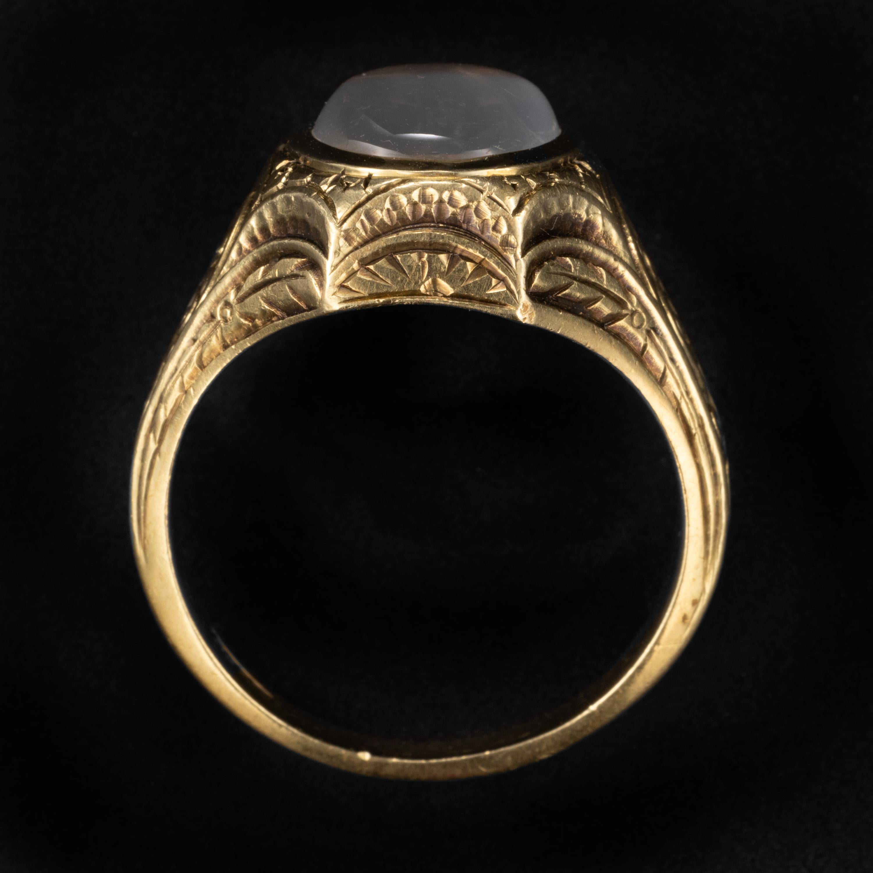 Women's or Men's Art Deco Moonstone Men's Ring, Circa 1925