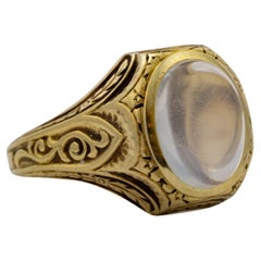 Antique Art Deco Moonstone Men's Ring, Circa 1925