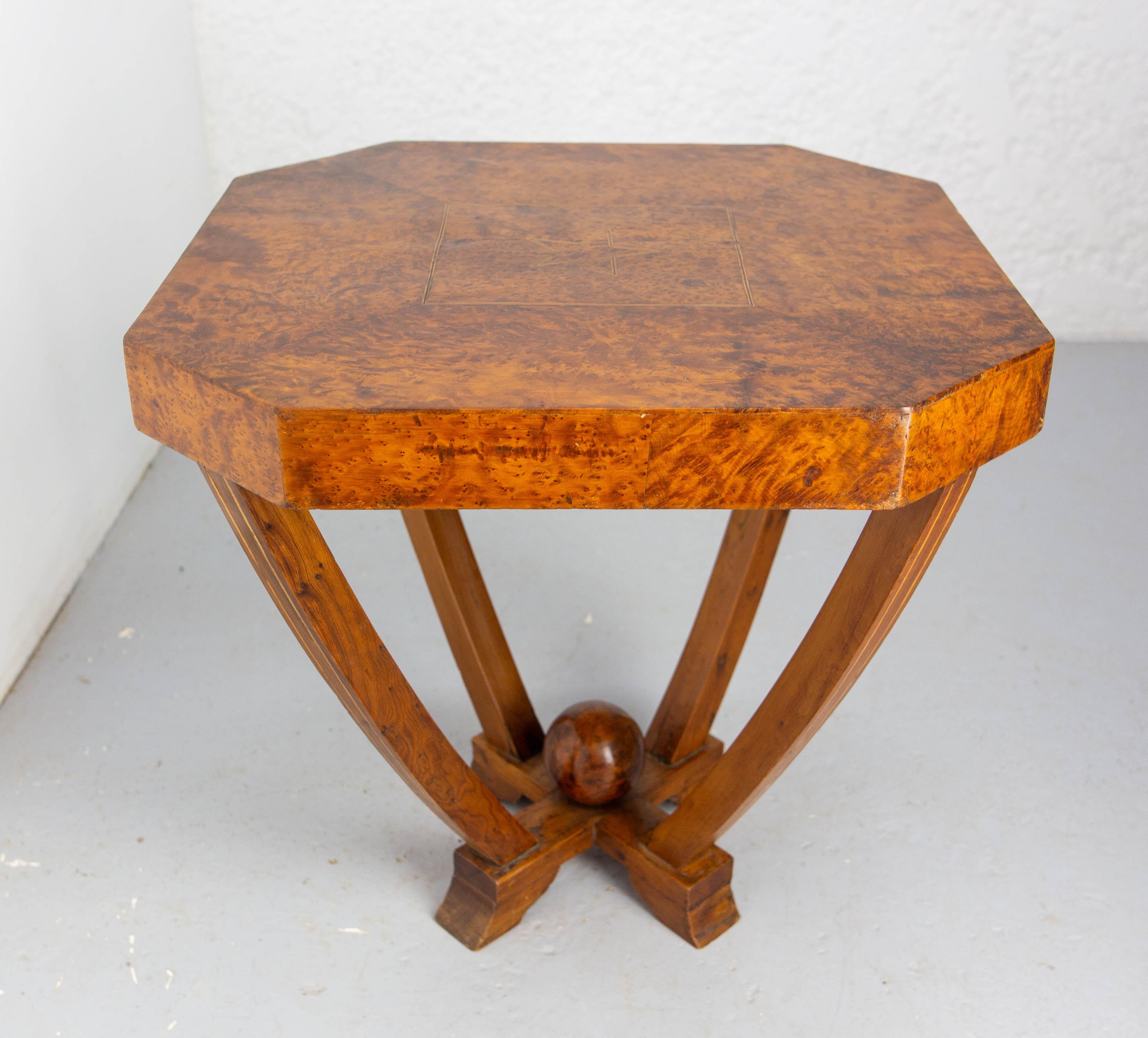 20th Century Art Deco Moroccan Table Inlaid Moorish Burl Thuya Side or Centre Table For Sale