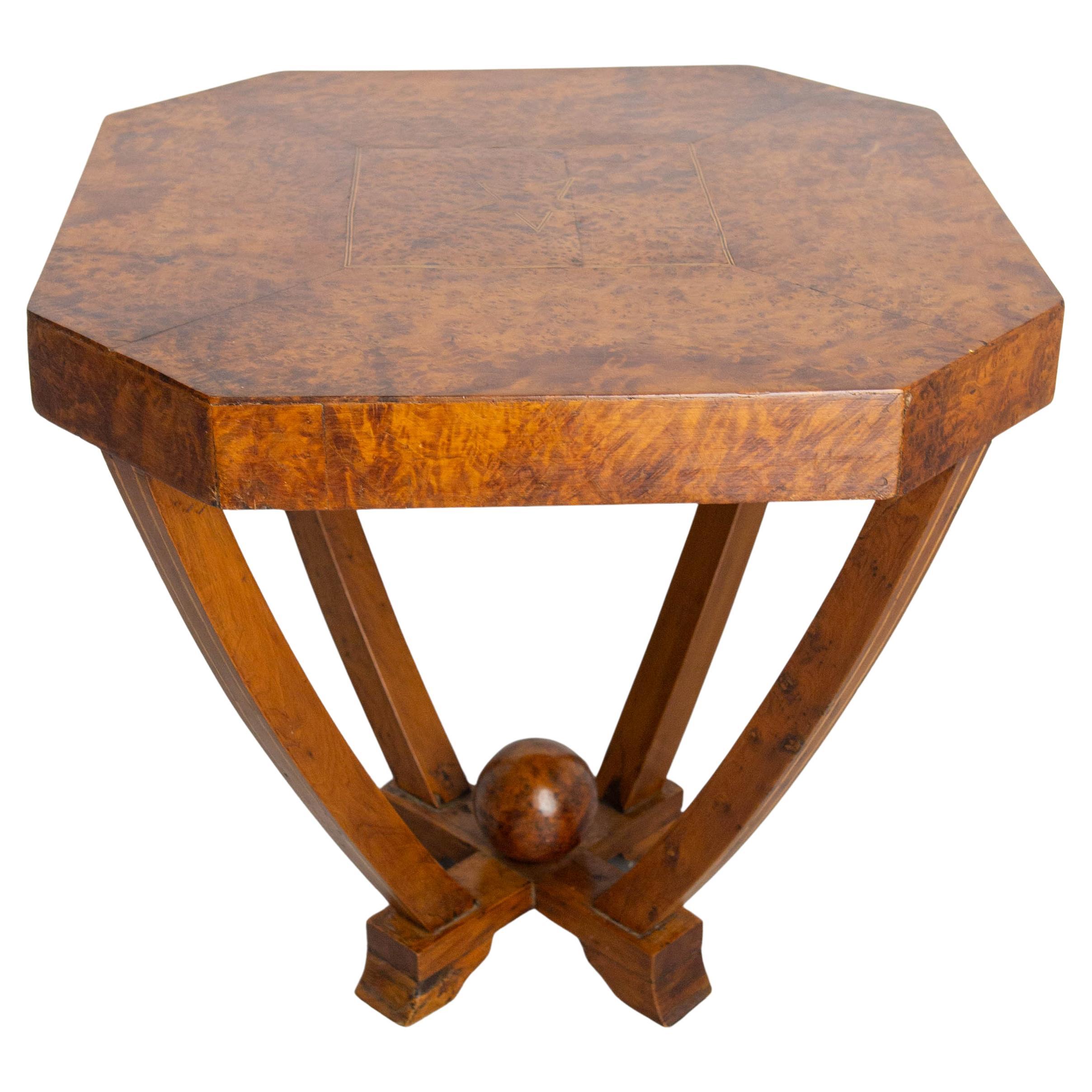 Art Deco Moroccan Table Inlaid Moorish Burl Thuya Side or Centre Table For Sale