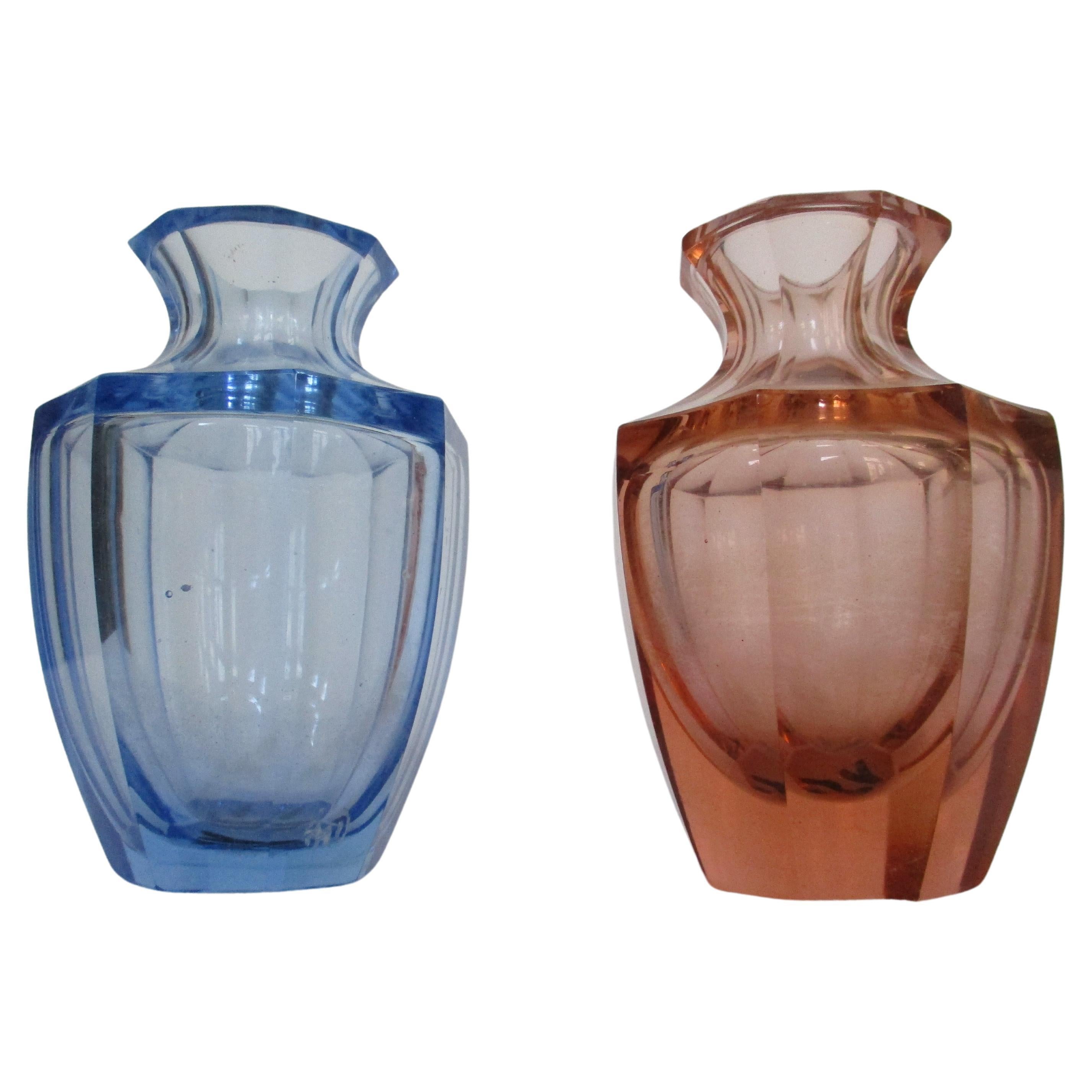 Art Deco Moser Glass Vase 1930s For Sale