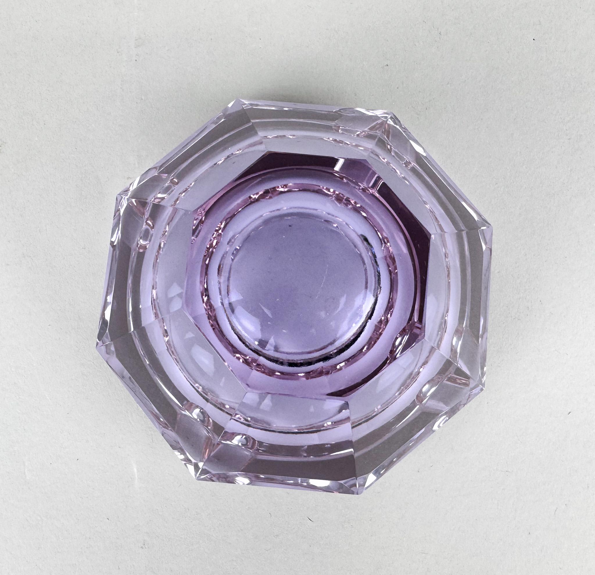 Cut Glass Art Deco Moser Neodymium Glass Ashtray