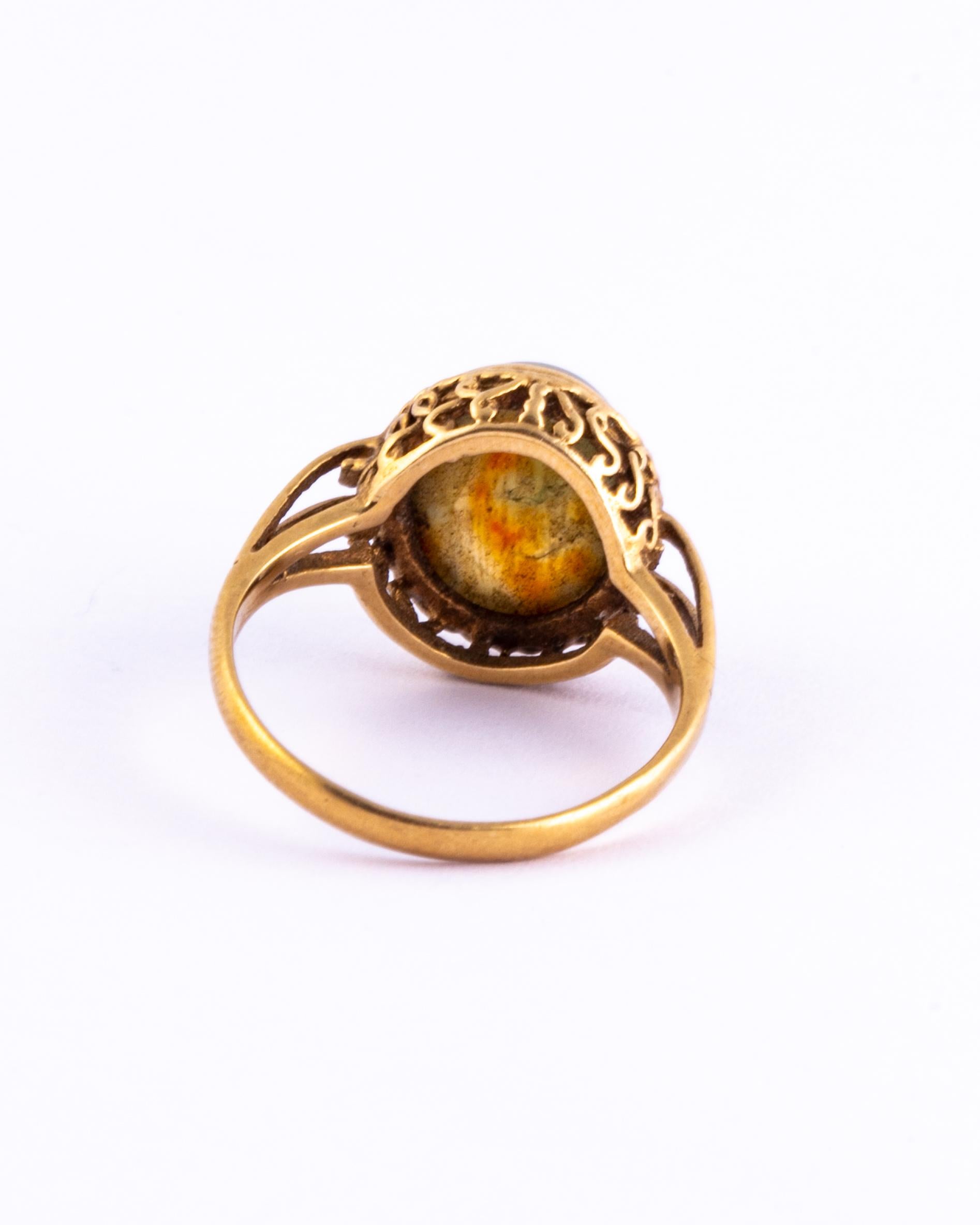 victorian moss agate ring