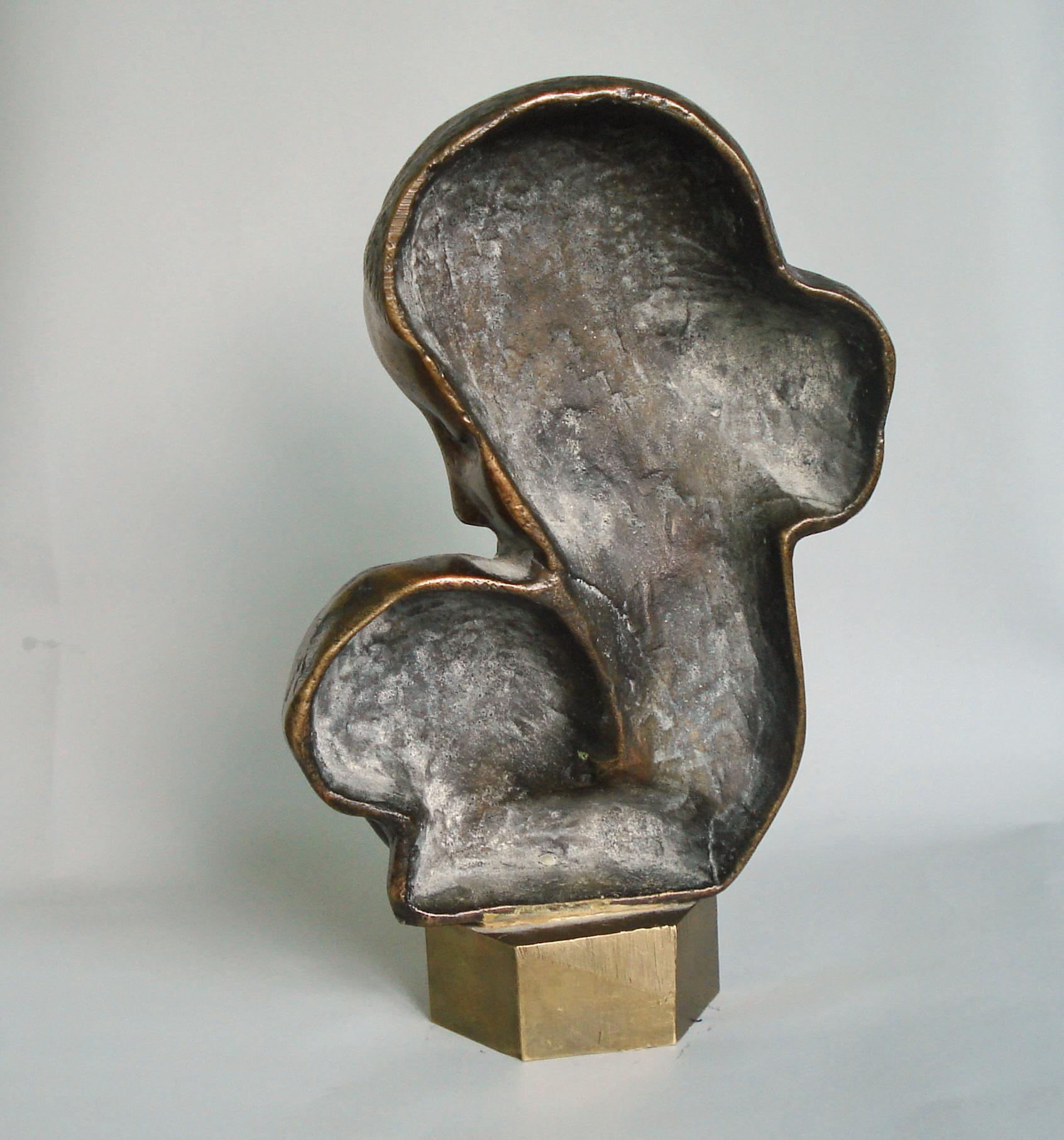 Patinated Art Deco Mother and Child Sculpture