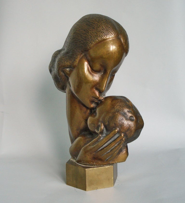 Art Deco Mother and Child Sculpture at 1stDibs