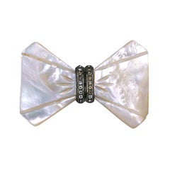 Art Deco Mother of Pearl Bow Tie Brooch