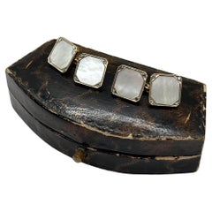 Art Deco Manschettenknöpfe aus Perlmutt 9 Kt. Gelbgold mit 18 Kt. Weißgoldfassung Art Deco Manschettenknöpfe aus Perlmutt 9 Kt. Gelbgold mit 18 Kt. Weißgoldfassung