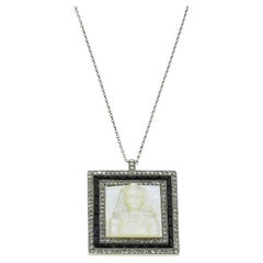Art Deco Mother of Pearl Sapphire and Diamond Tutankhamun Pendant Necklace