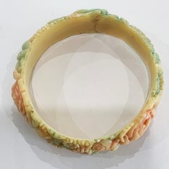 Art Deco Moulded Celluloid floral bangle bracelet