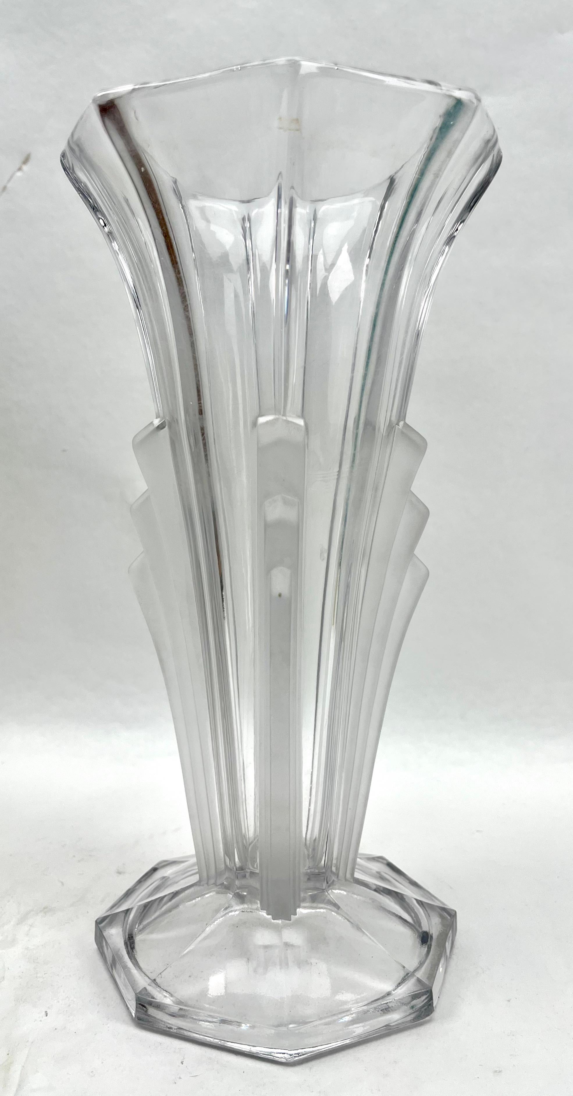 Mid-20th Century Art Deco Moulded glass vase, Czechoslovakia 1930s For Sale