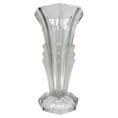 Vintage Art Deco Moulded glass vase, Czechoslovakia 1930s