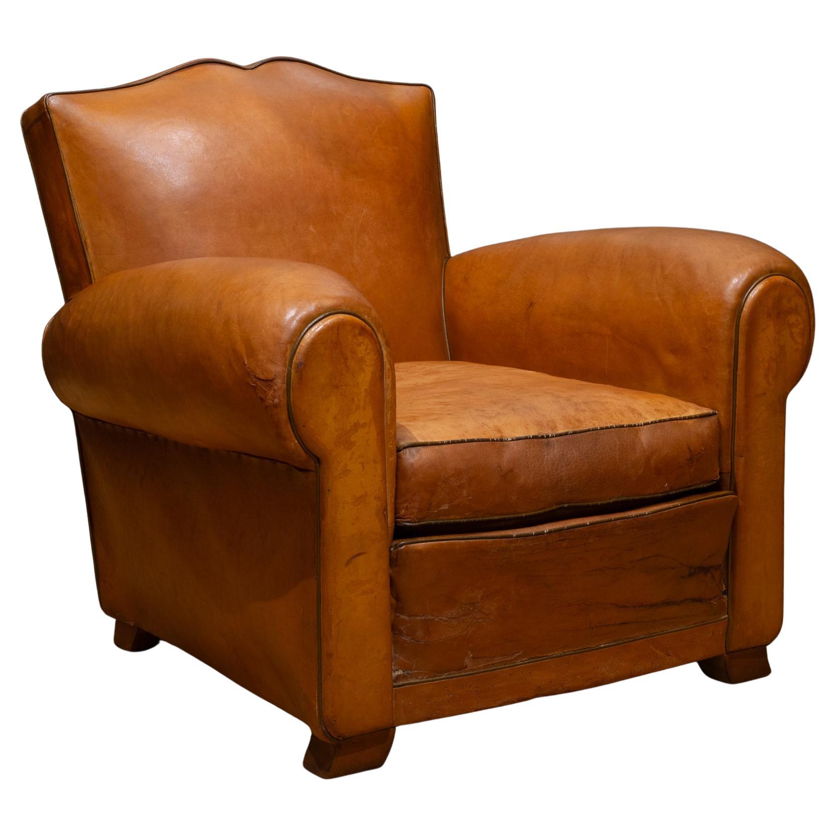 Art Deco Moustache Club Chair c. 1930-1940