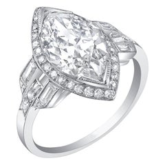 Neil Lane Couture Art Deco Moval-Shaped Diamond, Platinum Ring