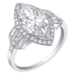 Antique Neil Lane Couture Art Deco Moval-Shaped Diamond, Platinum Ring