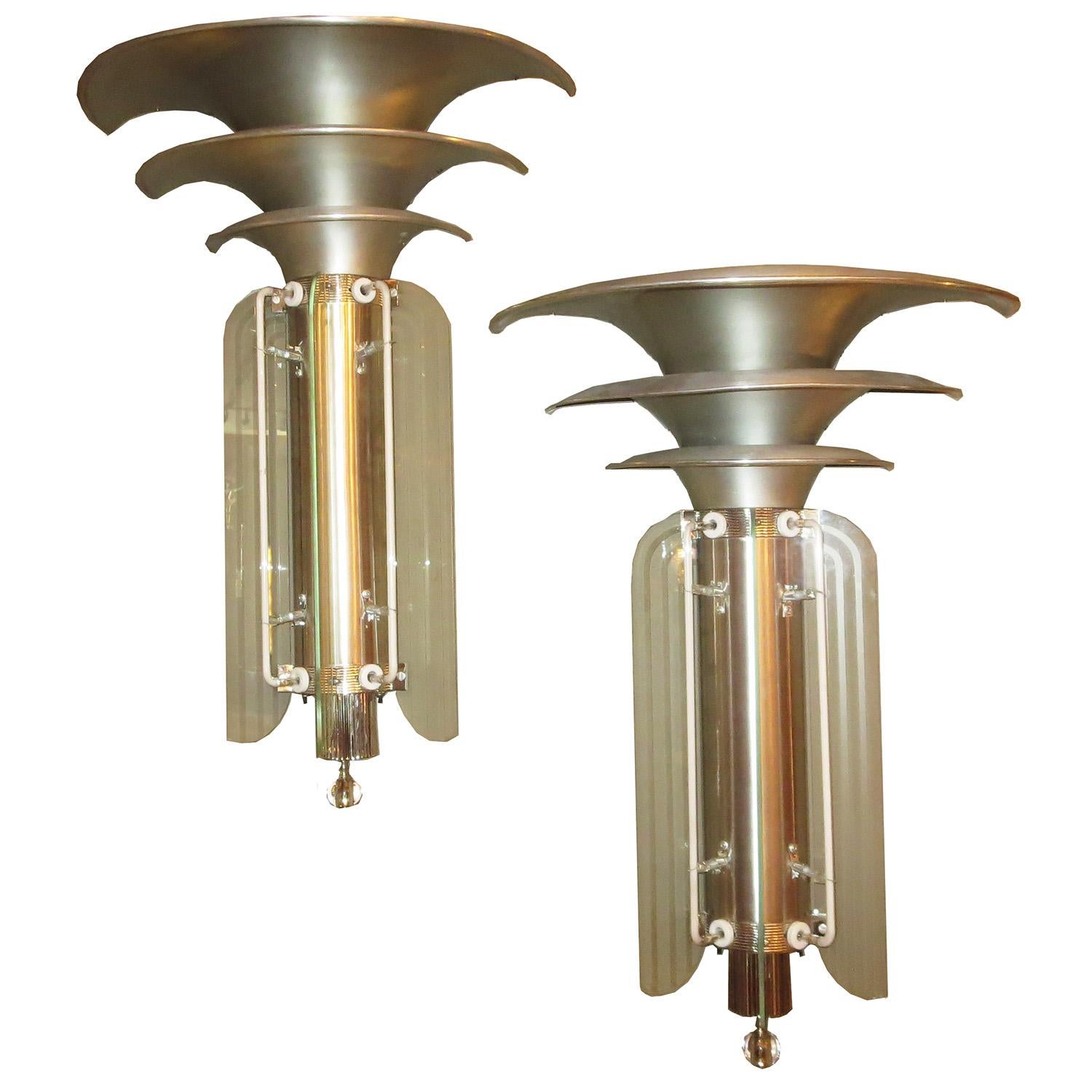 Art Deco Movie Theatre Wall Sconces in a Large-Scale