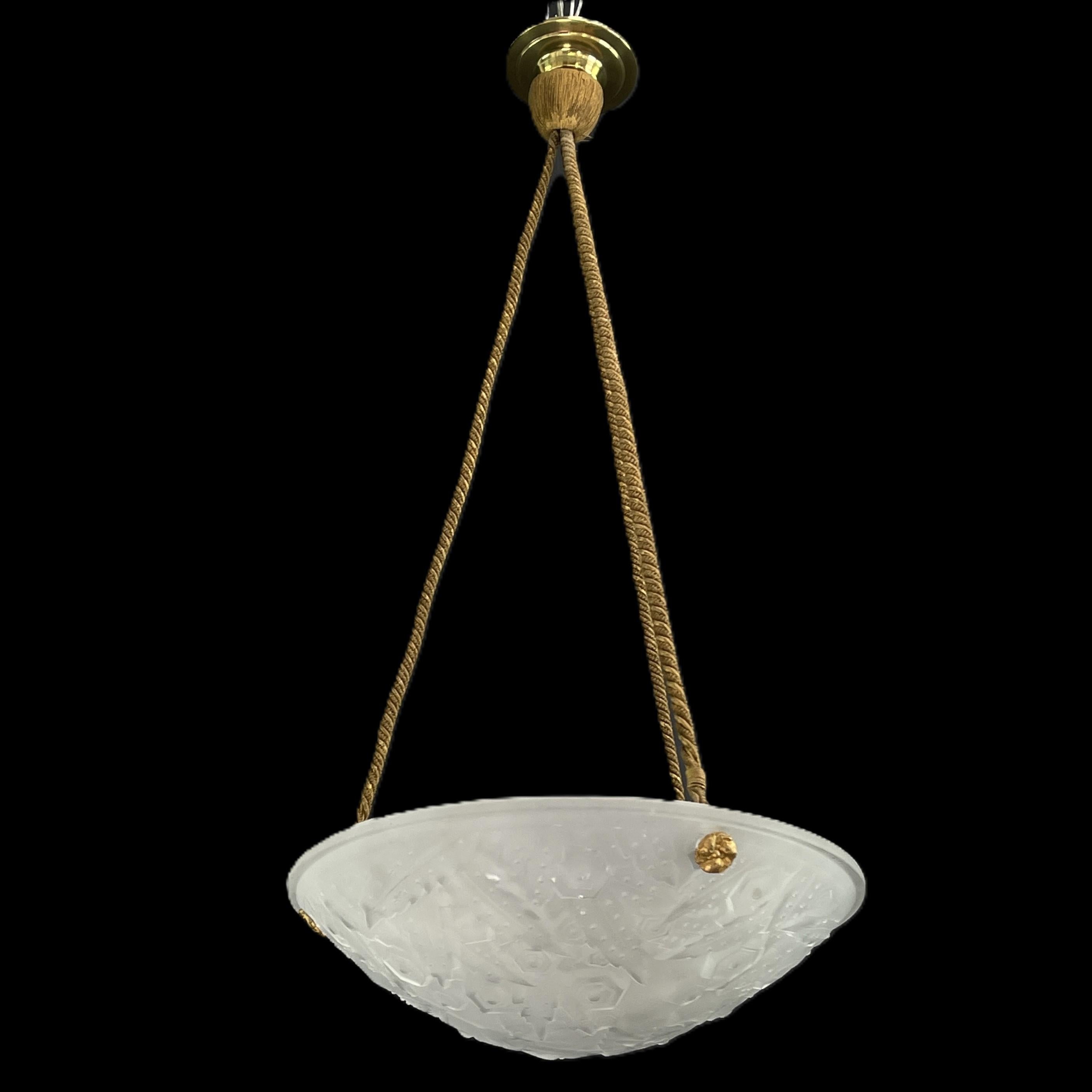 Art Deco lamp by Muller Frères Lunéville 

The ART DECO ceiling lamp is a remarkable example of early 20th century craftsmanship and style. 

The signature 