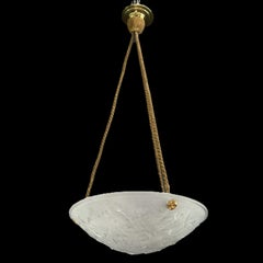 Art Deco Muller Fréres Lunéville ceiling lamp glass bowl, 1930s