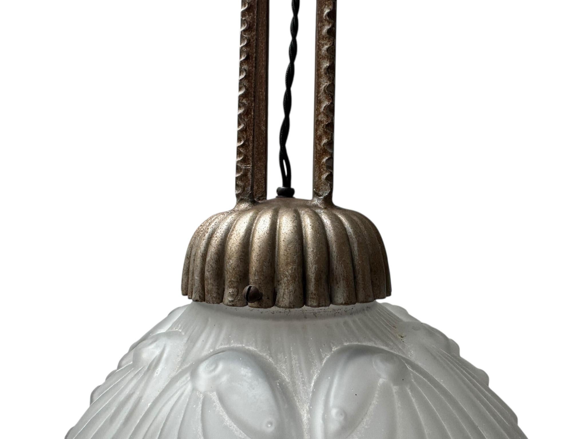 Lampada a sospensione in stile Art Déco Muller Frères Luneville, anni 30 in vendita 4