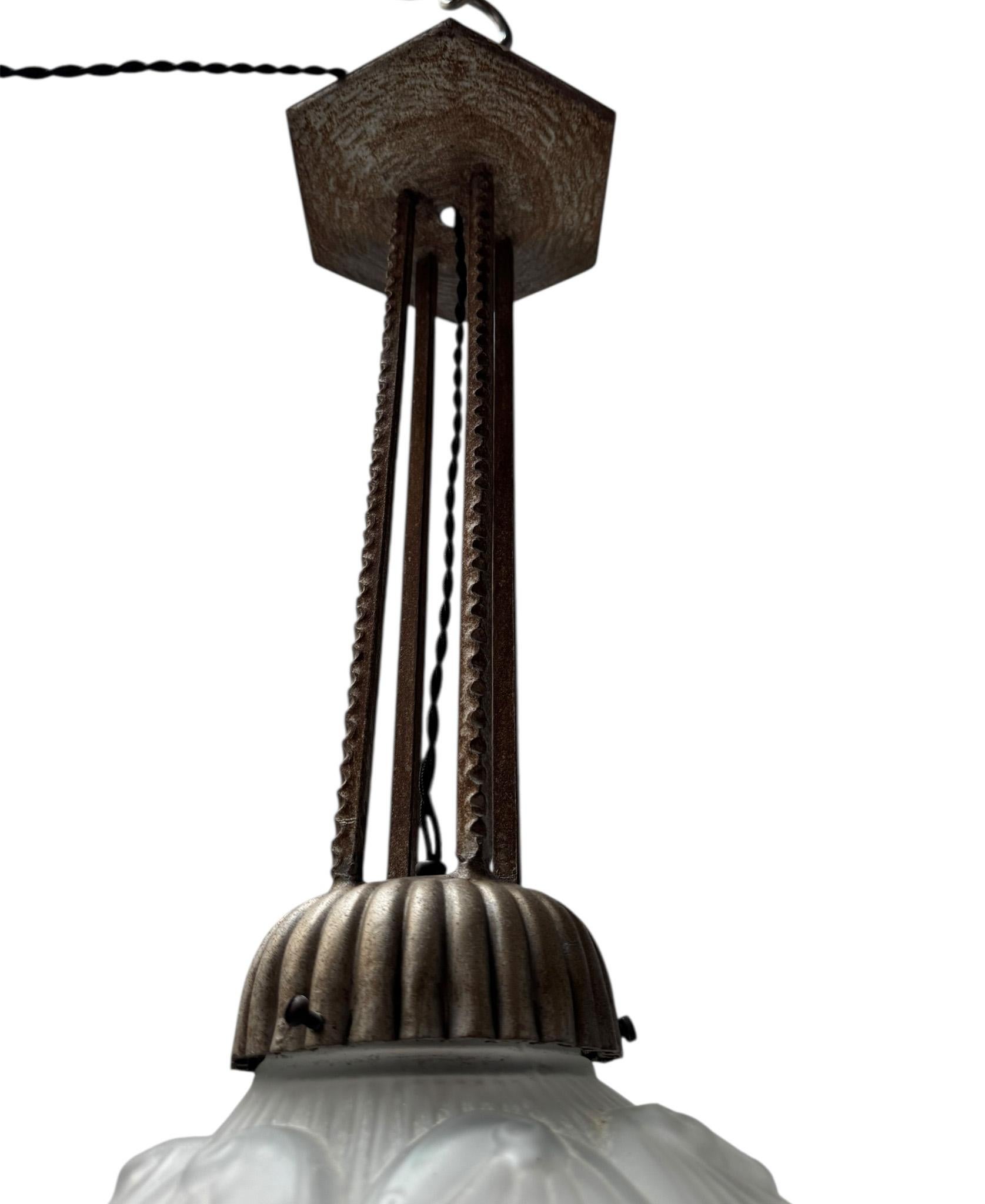 Lampada a sospensione in stile Art Déco Muller Frères Luneville, anni 30 in vendita 5