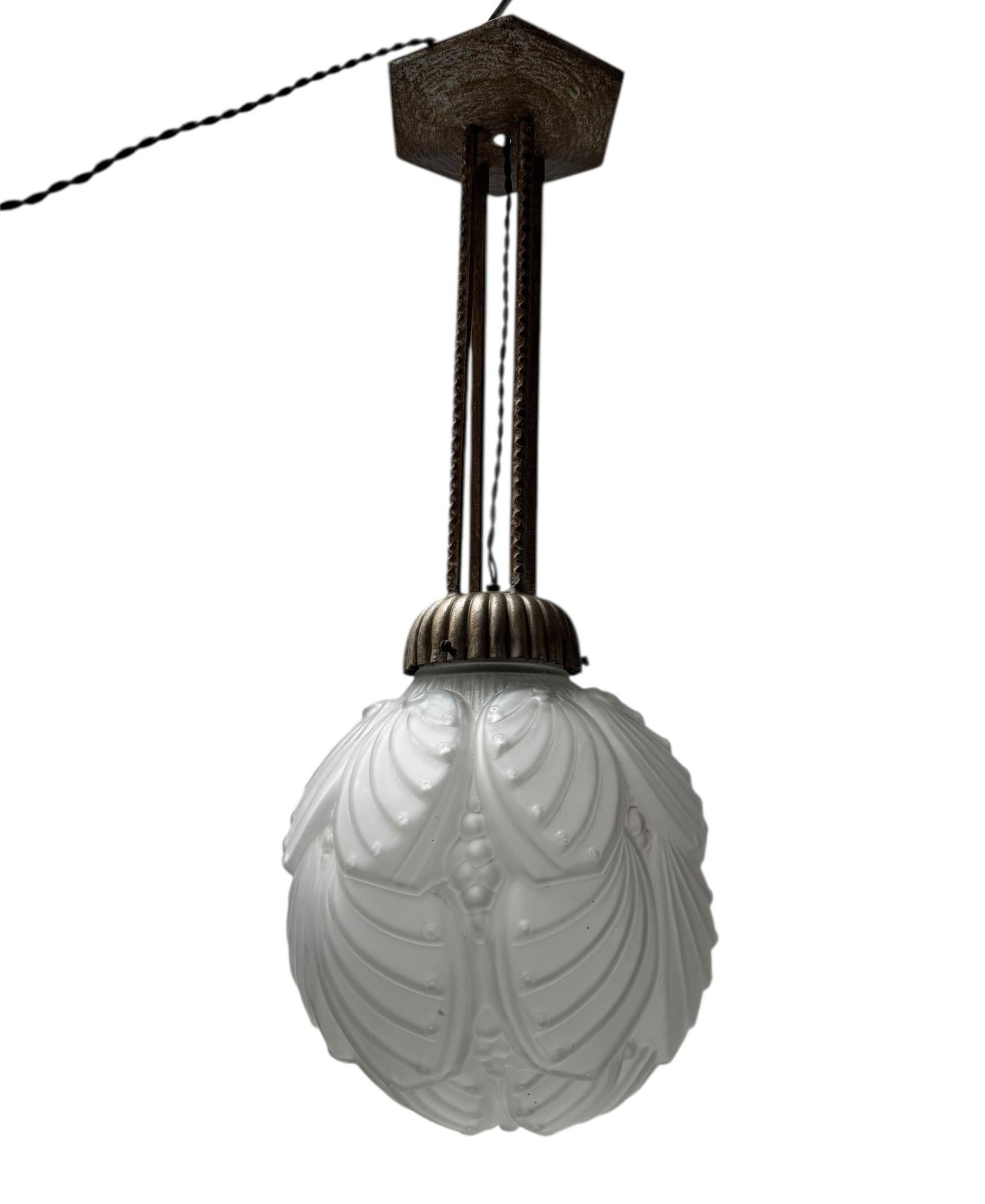 Lampada a sospensione in stile Art Déco Muller Frères Luneville, anni 30 in vendita 1