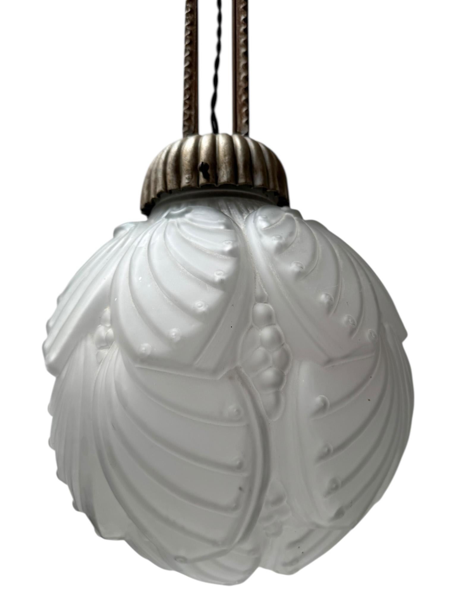 Lampada a sospensione in stile Art Déco Muller Frères Luneville, anni 30 in vendita 3