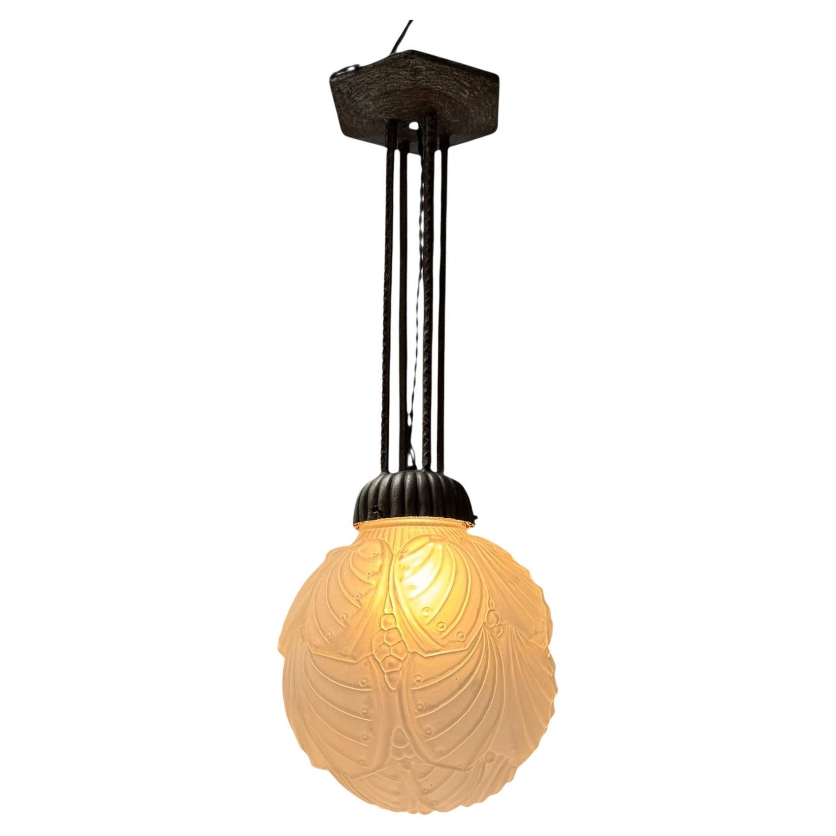 Art Deco Muller Frères Luneville Style Pendant Light, 1930s