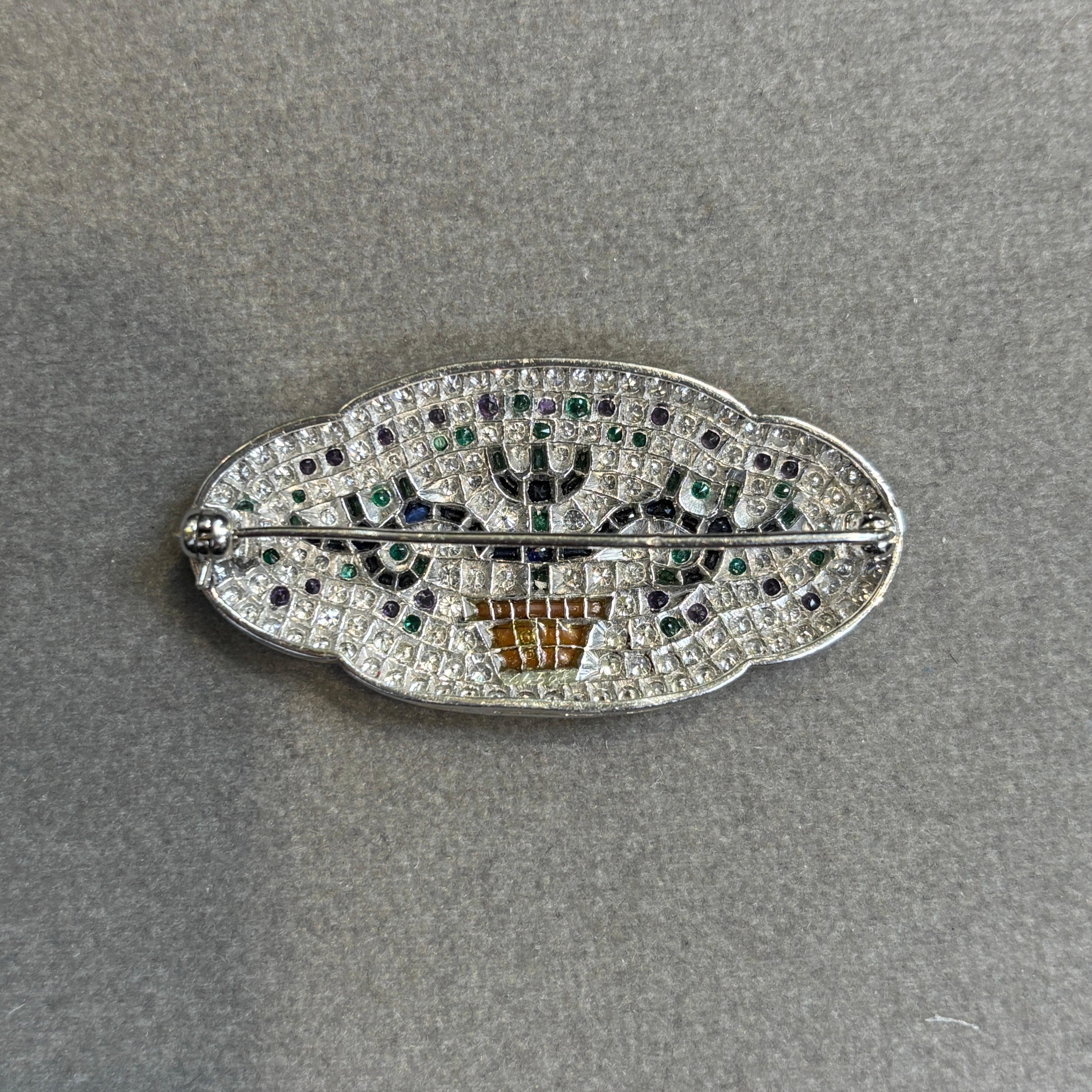 Broche Giardinetto Art déco à pierres précieuses multiples Pour femmes en vente