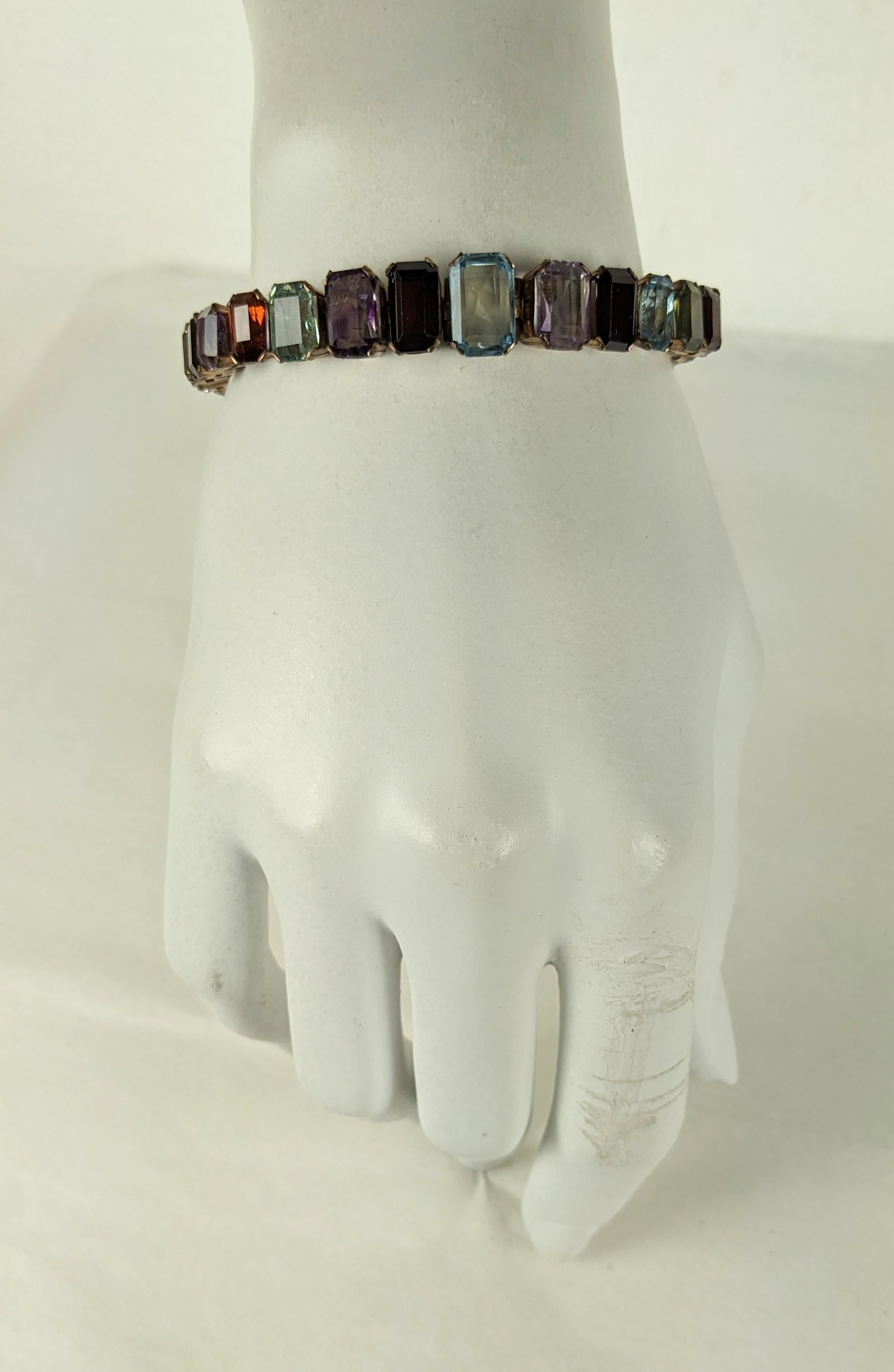 Art Deco Multi Gem Line Bracelet For Sale 1