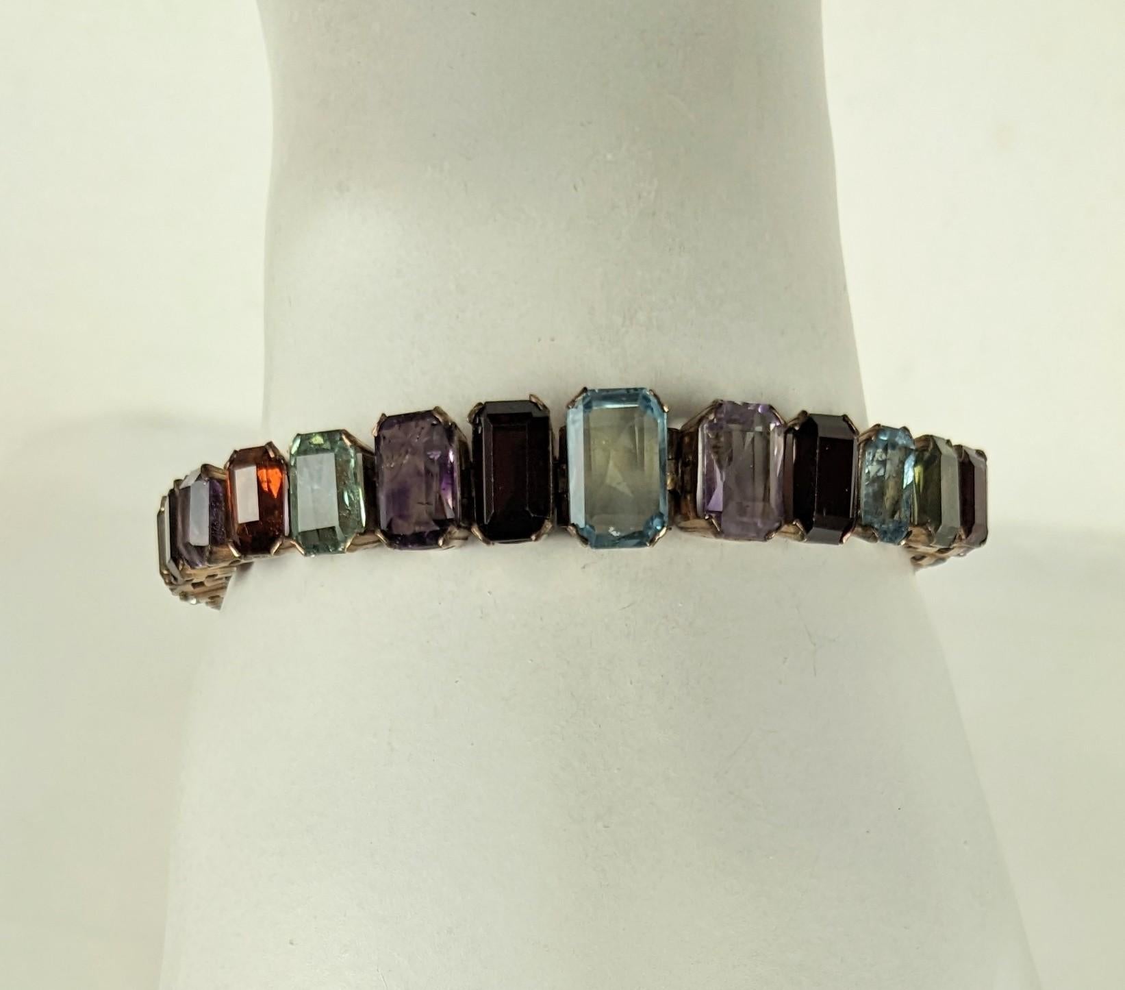 Art Deco Multi Gem Line Bracelet For Sale 3