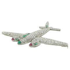 Art Deco Multi-Gemstone Aeroplane Brooch