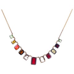Art Deco Multi-Stone and 9 Carat Gold Necklace