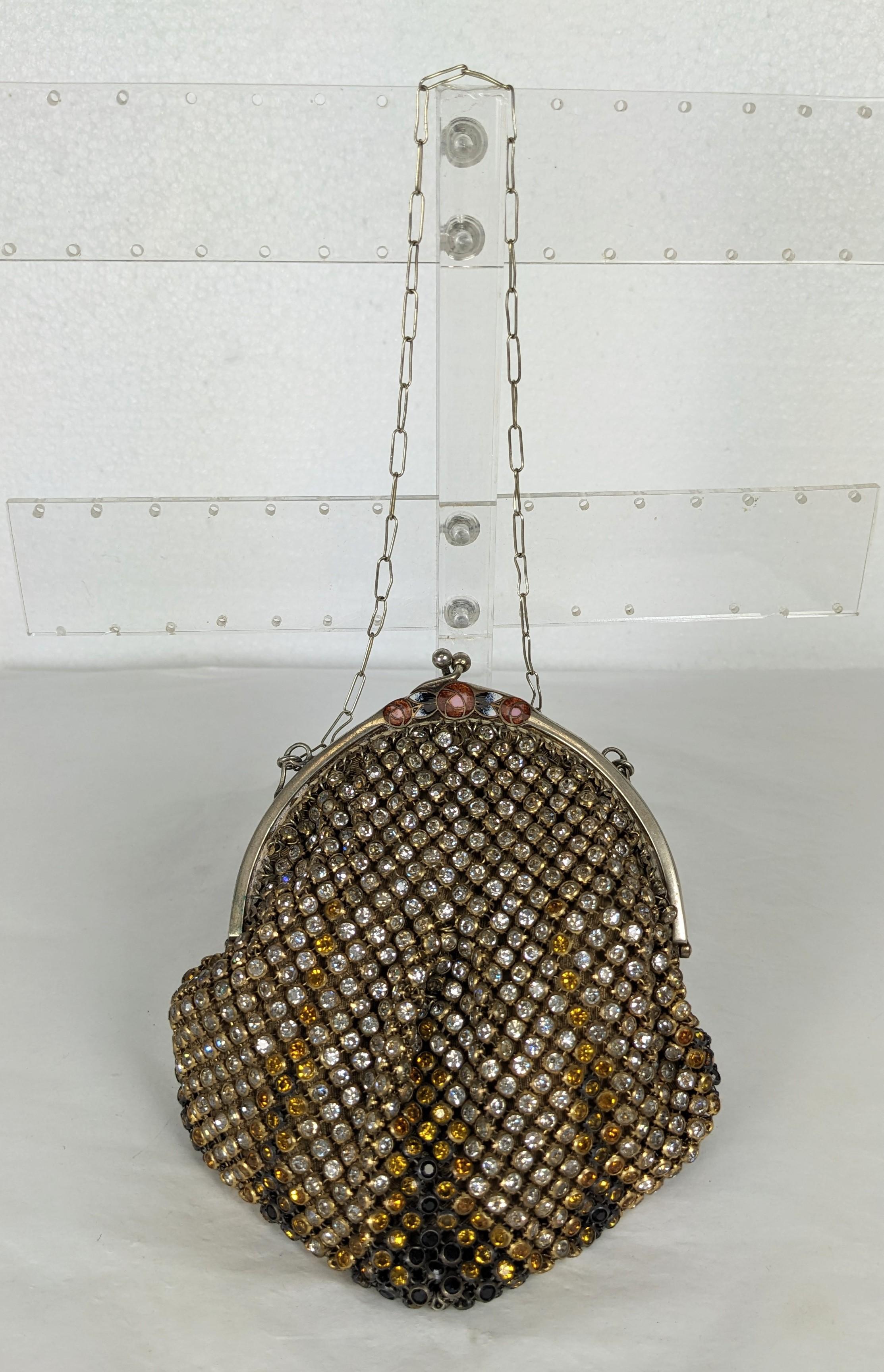 Sac de soirée Art déco en cristal et émail multicolore en vente 5