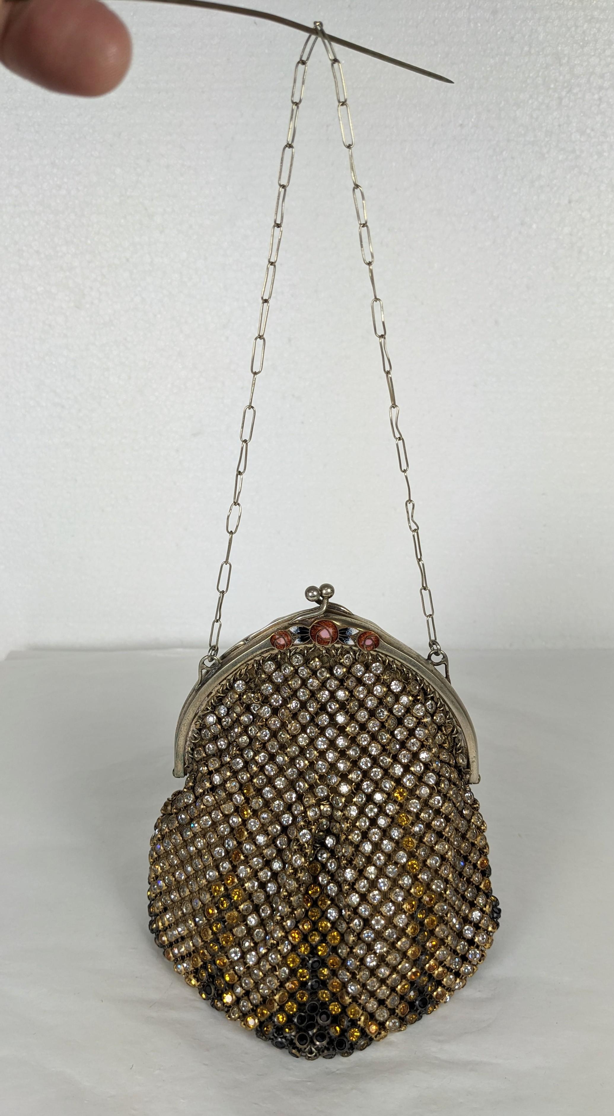 Sac de soirée Art déco en cristal et émail multicolore en vente 6