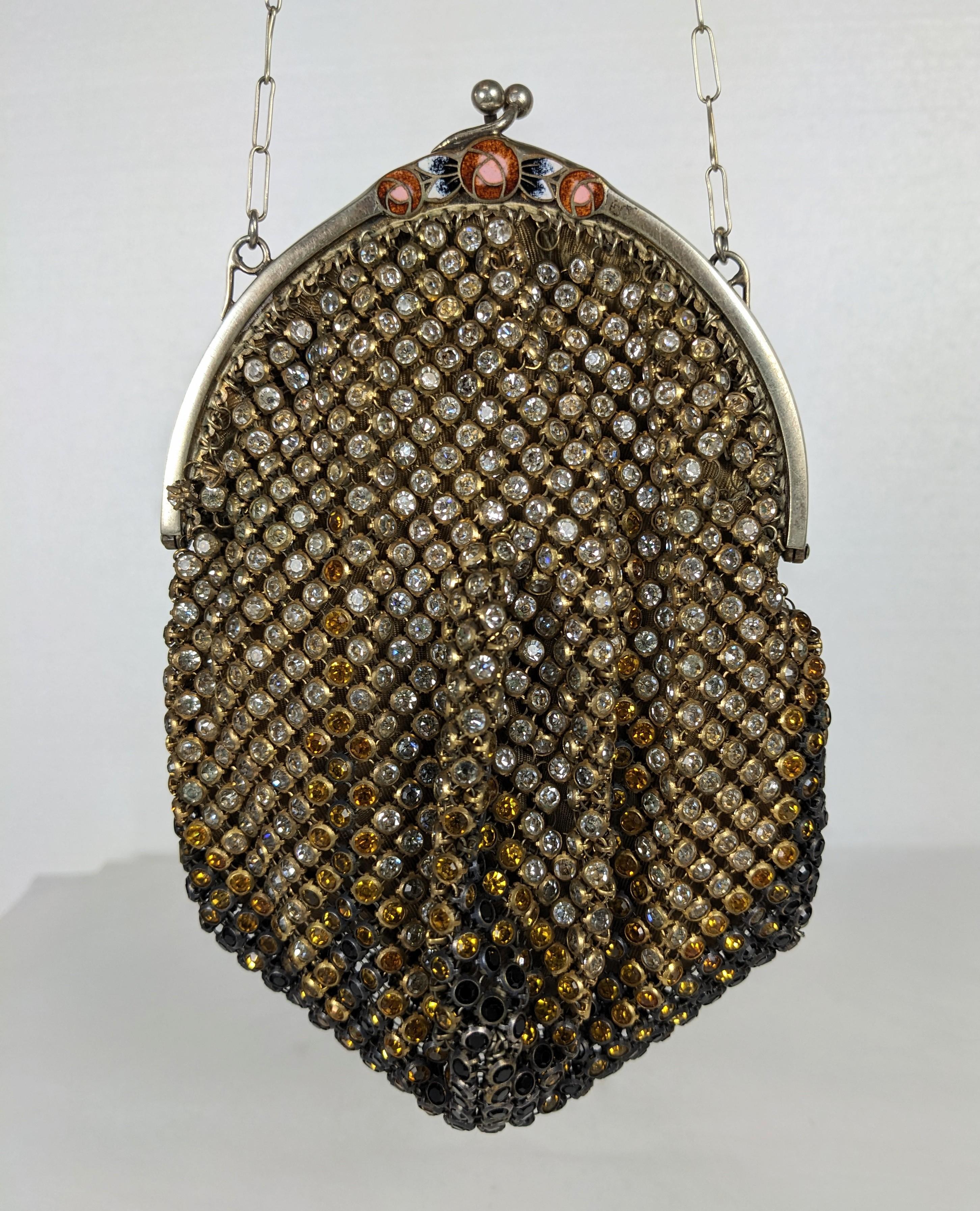Sac de soirée Art déco en cristal et émail multicolore en vente 3