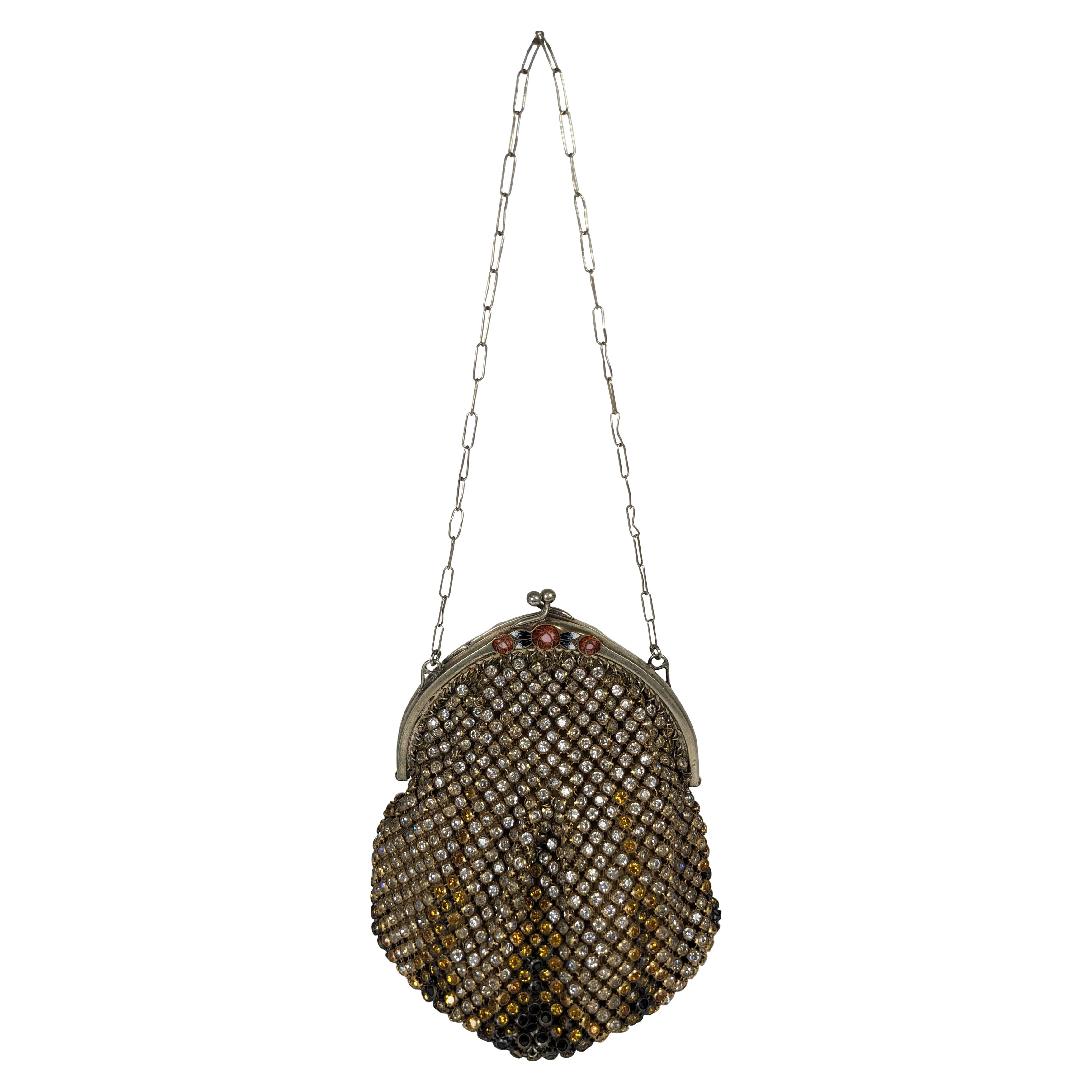 Art Deco Multicolor Kristall und Emaille Abendtasche