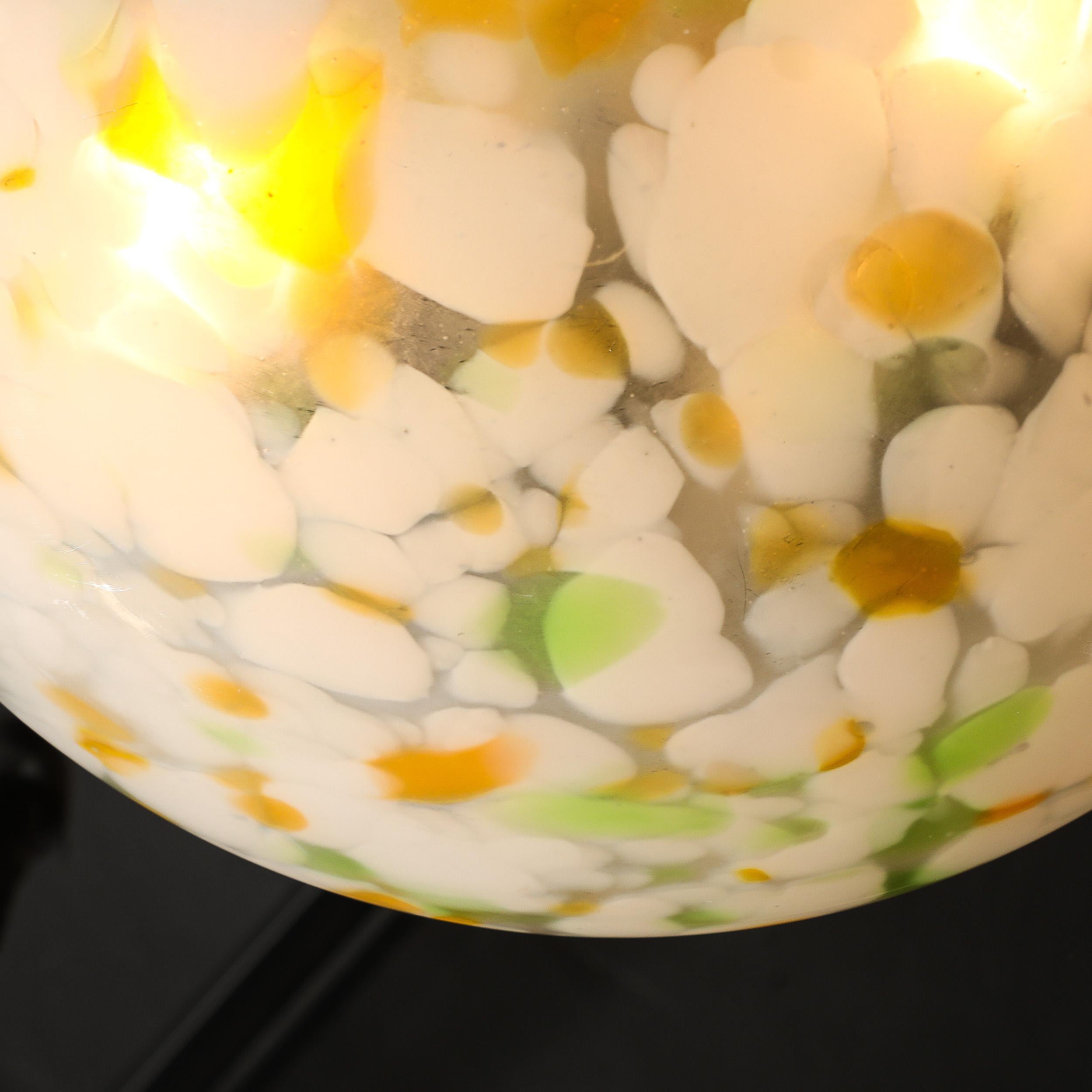 Art Deco Multicolor White Glass Pendant Chandelier with Brass Fittings 6