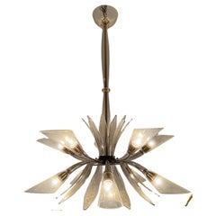 Two Art Deco Murano Glass 10 Light Chandeliers attr to Seguso ca 1935