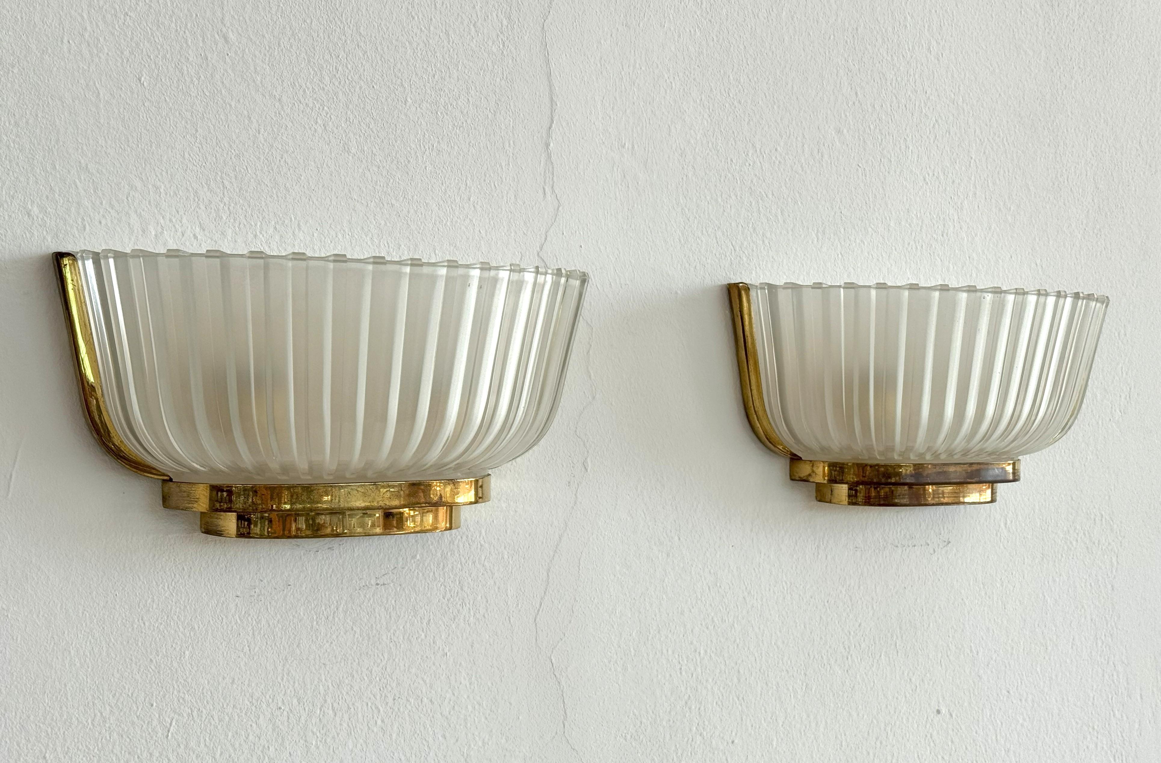 Applique in vetro di Murano e ottone Art Déco di Archimede Seguso, anni '40 in vendita 3