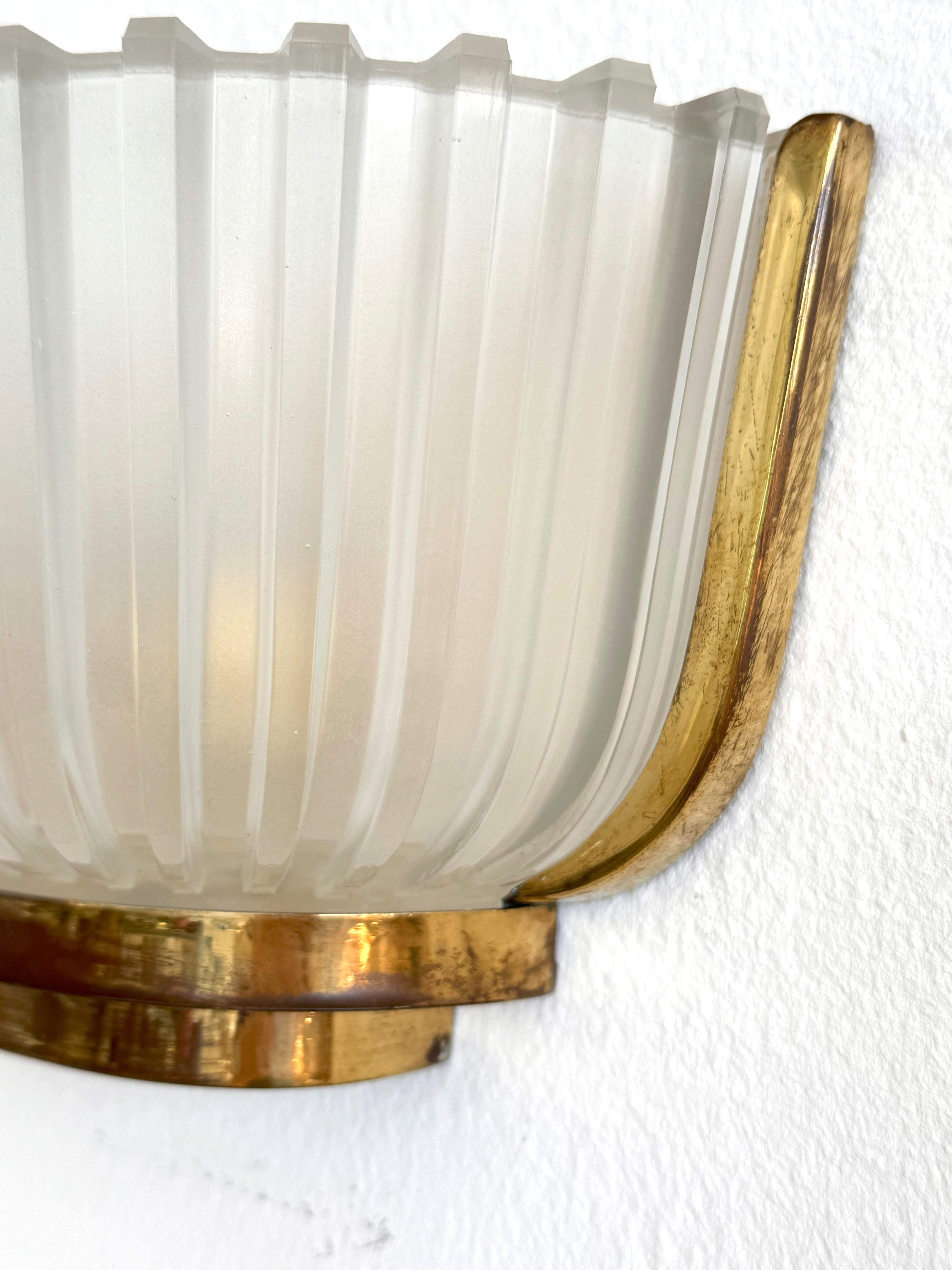 Applique in vetro di Murano e ottone Art Déco di Archimede Seguso, anni '40 in vendita 5