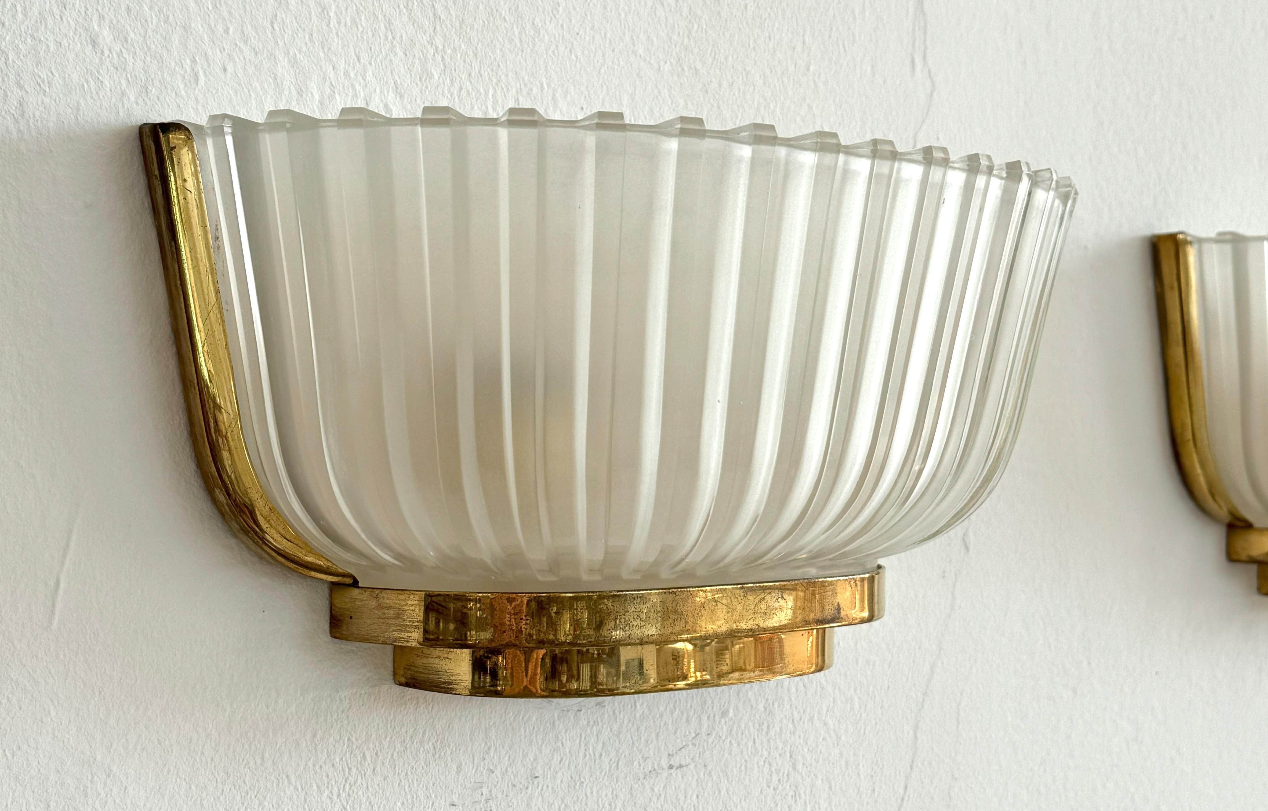 Applique in vetro di Murano e ottone Art Déco di Archimede Seguso, anni '40 in vendita 1