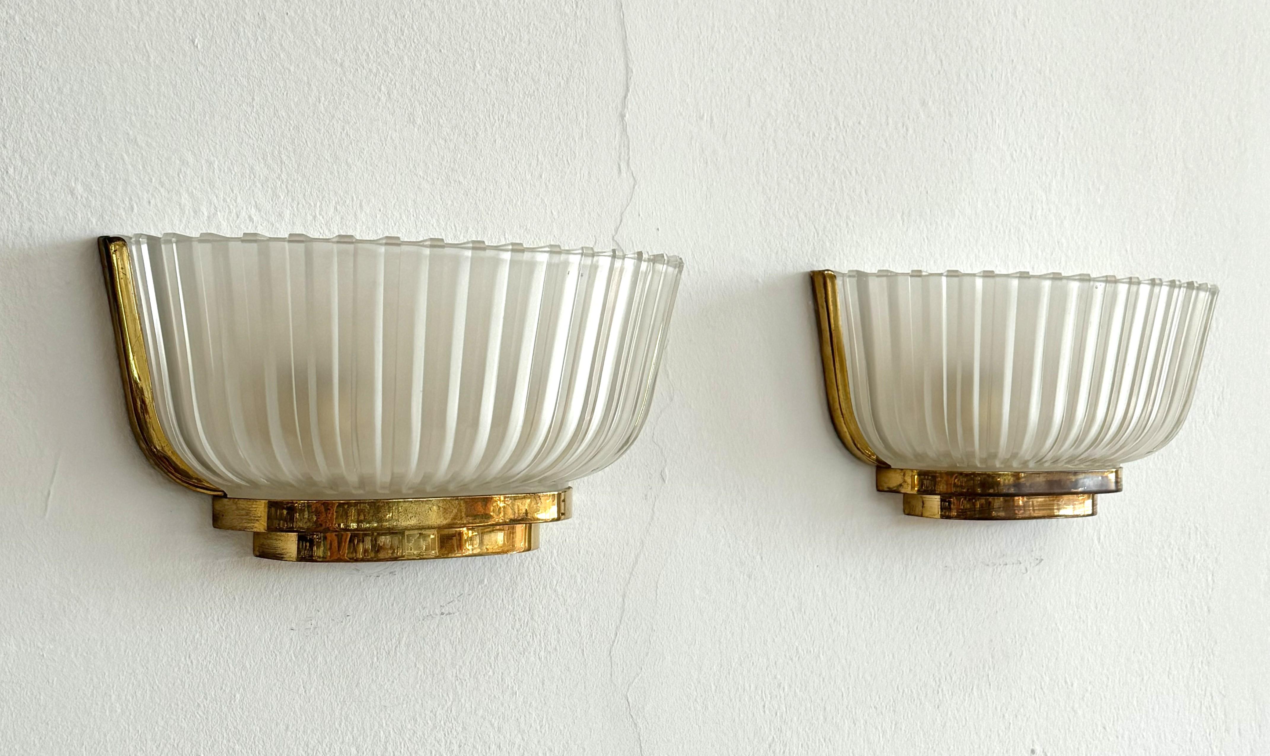 Applique in vetro di Murano e ottone Art Déco di Archimede Seguso, anni '40 in vendita 2