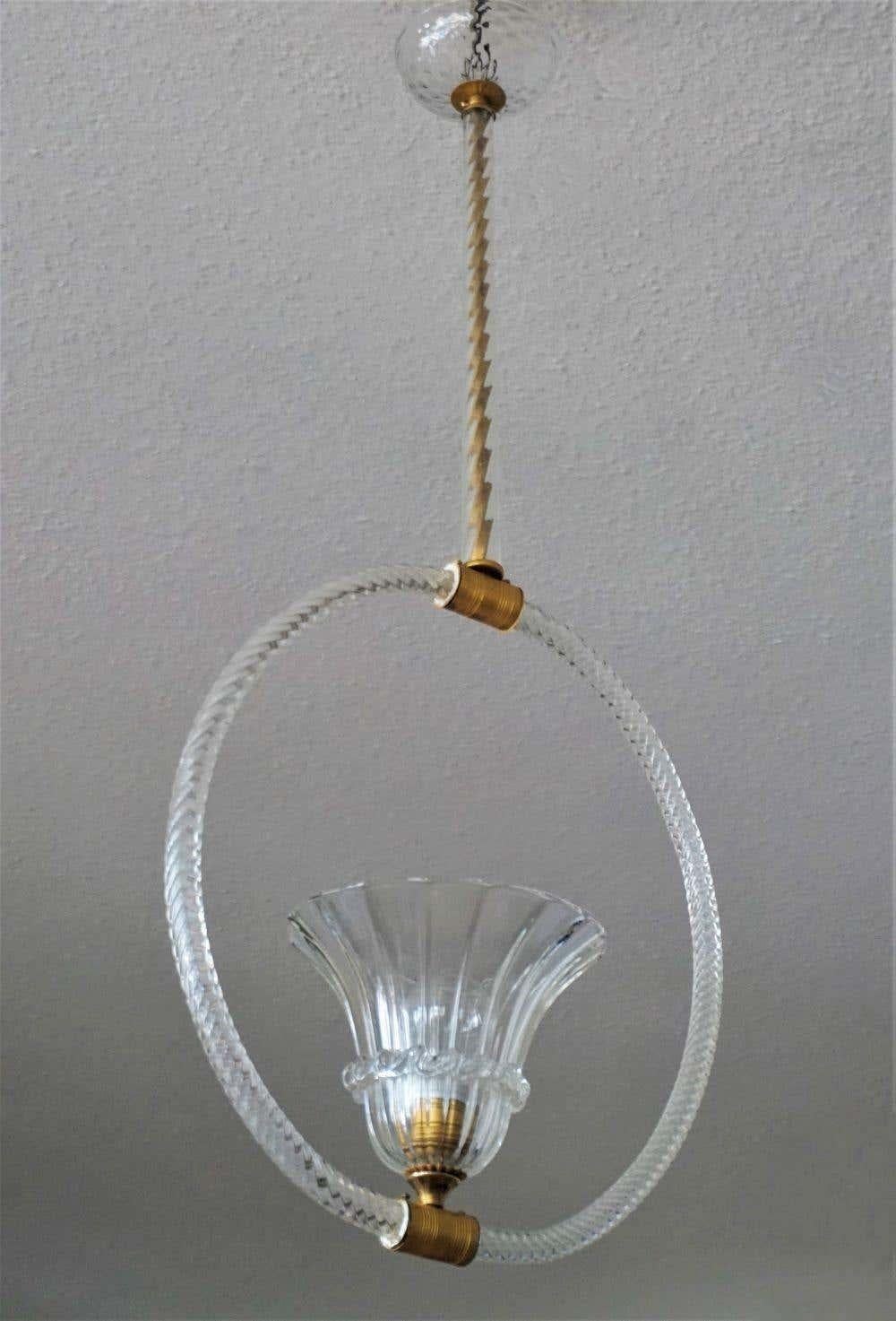 Art Deco Murano Glass Chandelier by Ercole Barovier, Italy, 1930s In Good Condition For Sale In Frankfurt am Main, DE