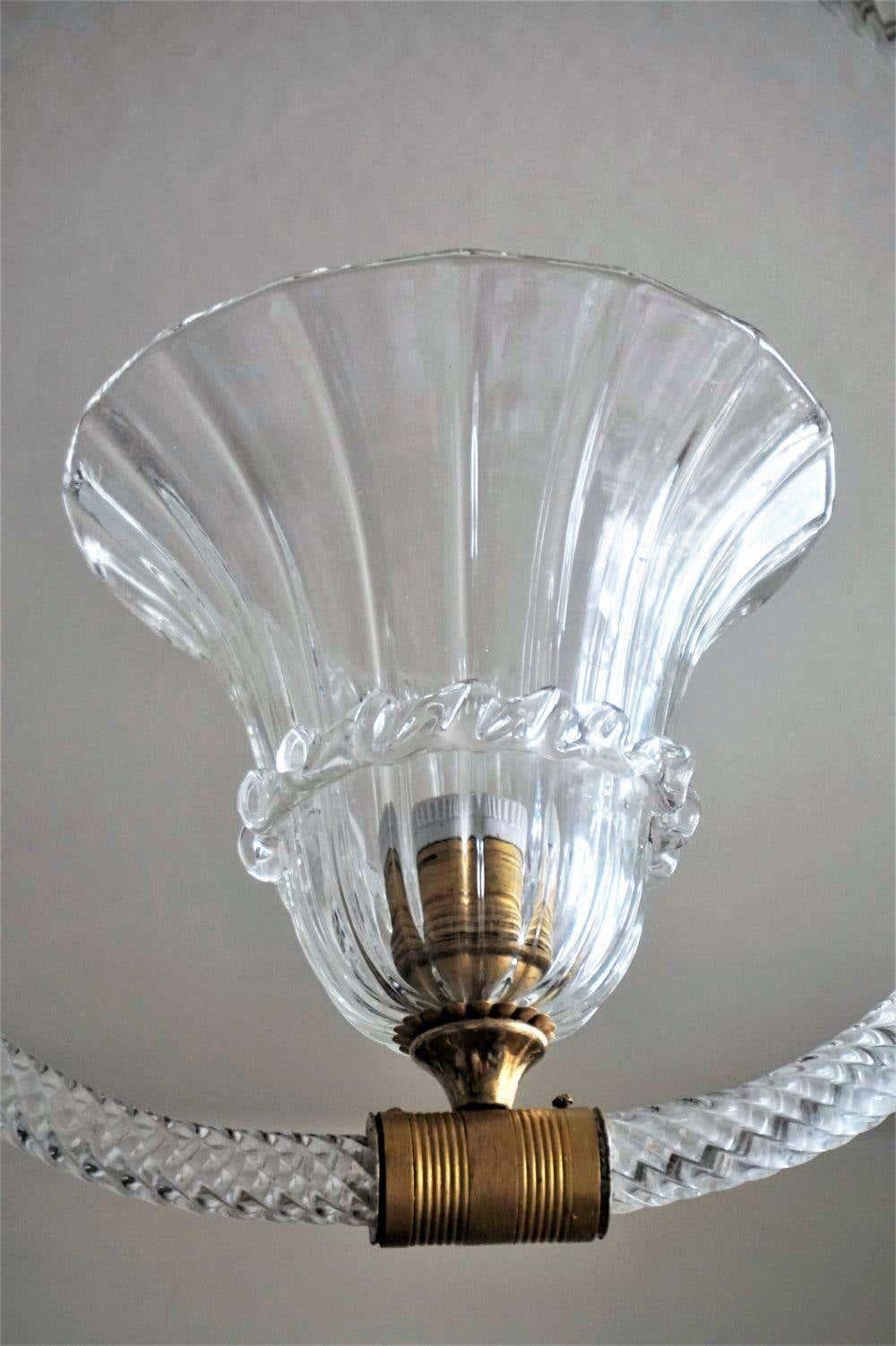 Art Deco Murano Glass Chandelier by Ercole Barovier, Italy, 1930s For Sale 2