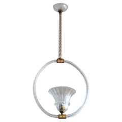Lustre en verre de Murano d'Ercole Barovier, Italie, années 1930