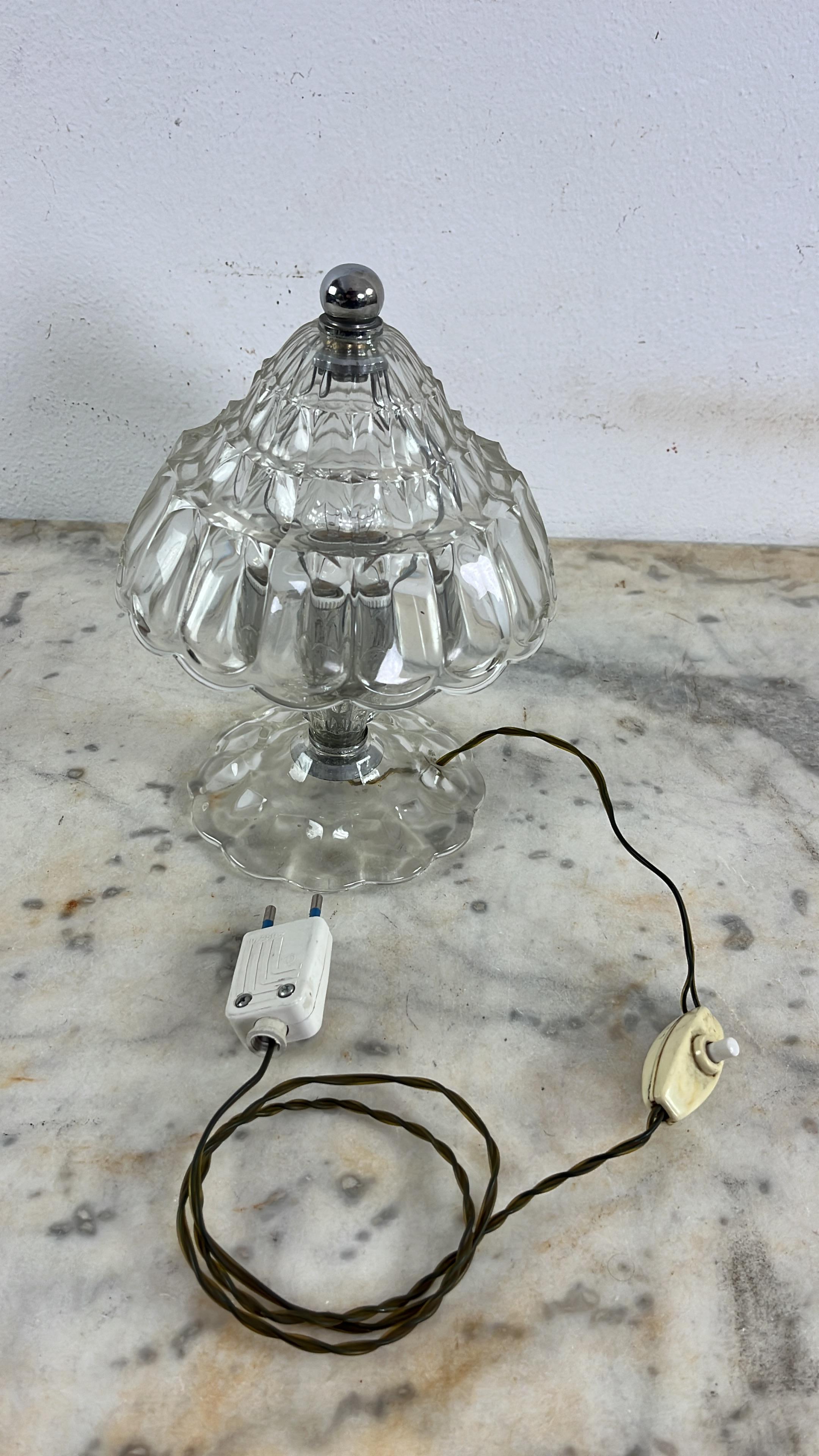 Art Deco Murano Glass Bedside Lamp Attributed To Ercole Barovier, 1950s For Sale 4