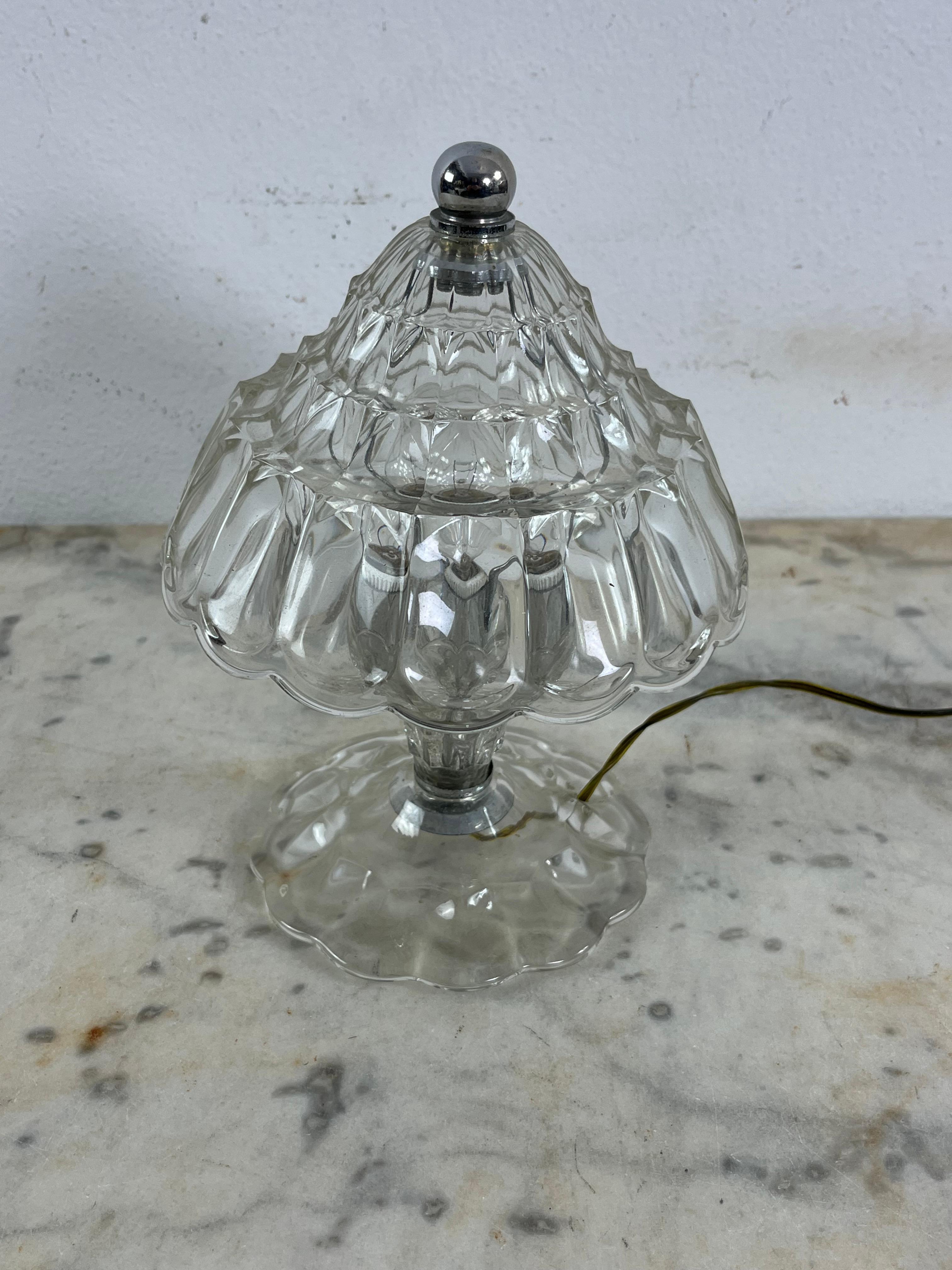 Italian Art Deco Murano Glass Bedside Lamp Attributed To Ercole Barovier, 1950s For Sale