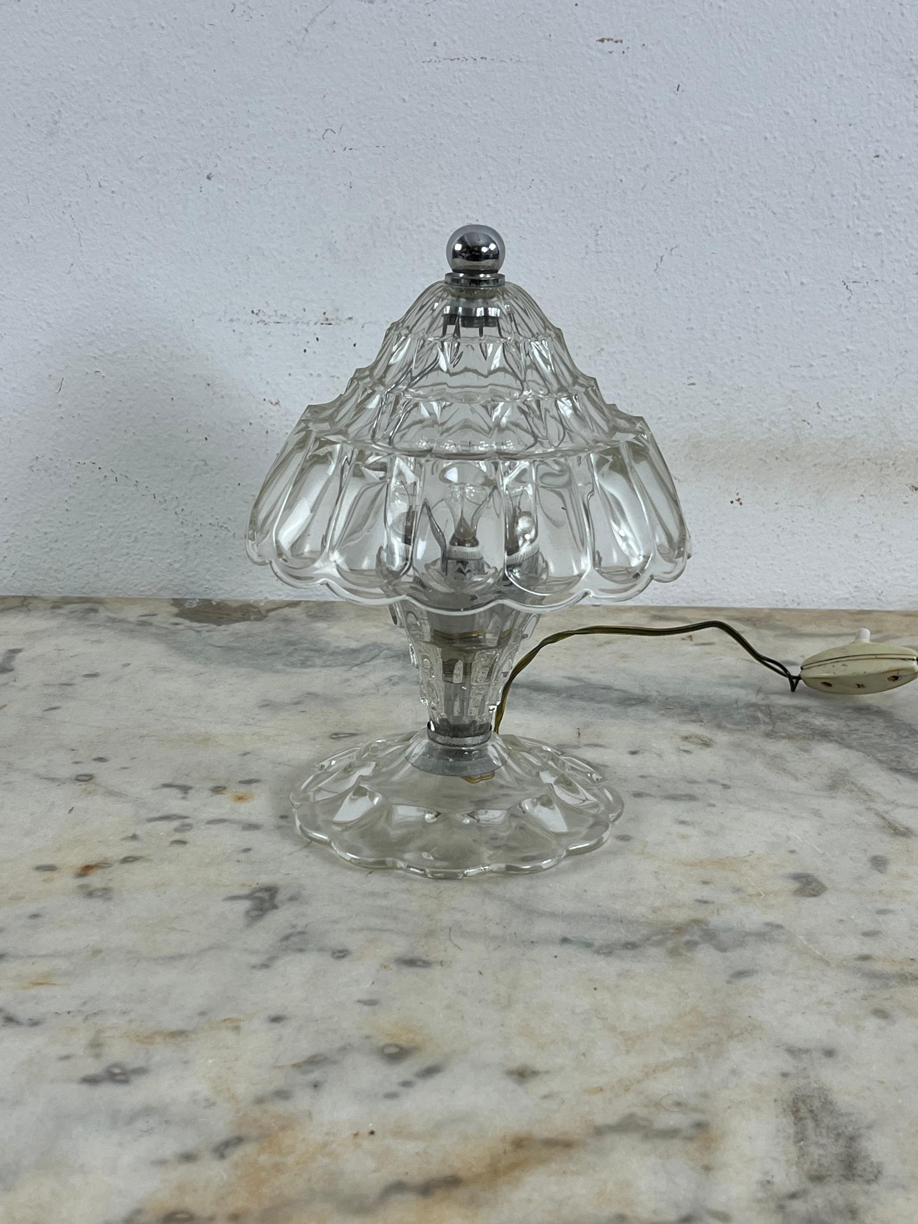 Art Deco Murano Glass Bedside Lamp Attributed To Ercole Barovier, 1950s For Sale 2