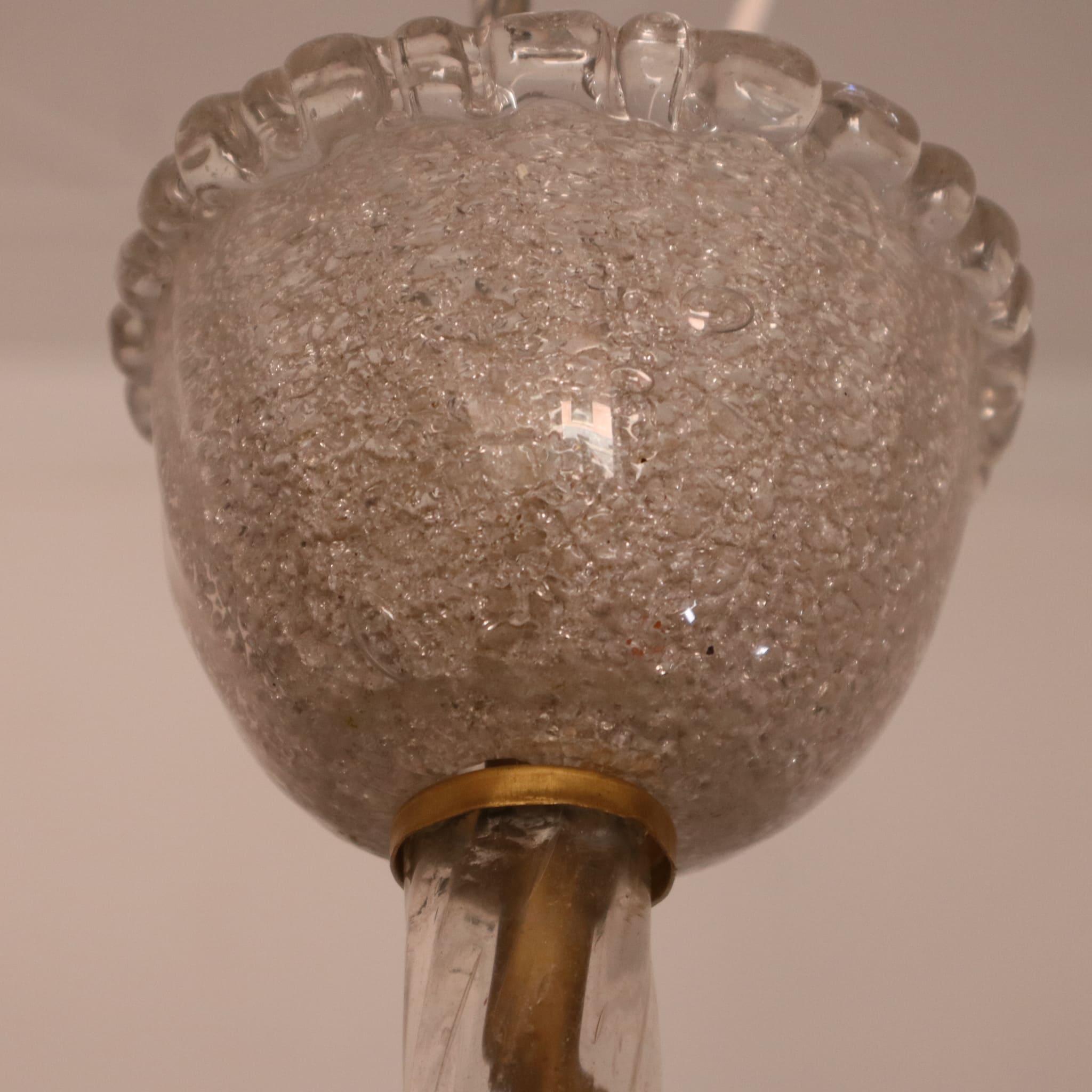 Lustre Art déco en verre de Murano, style Barovier&Toso, Italie, années 1940 en vente 1